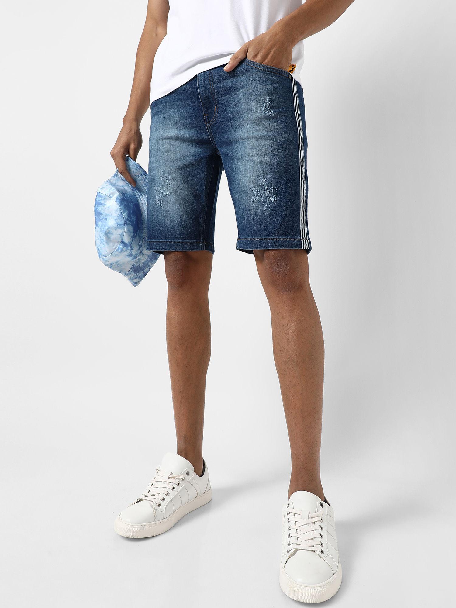 mens classic blue light washed regular fit denim shorts