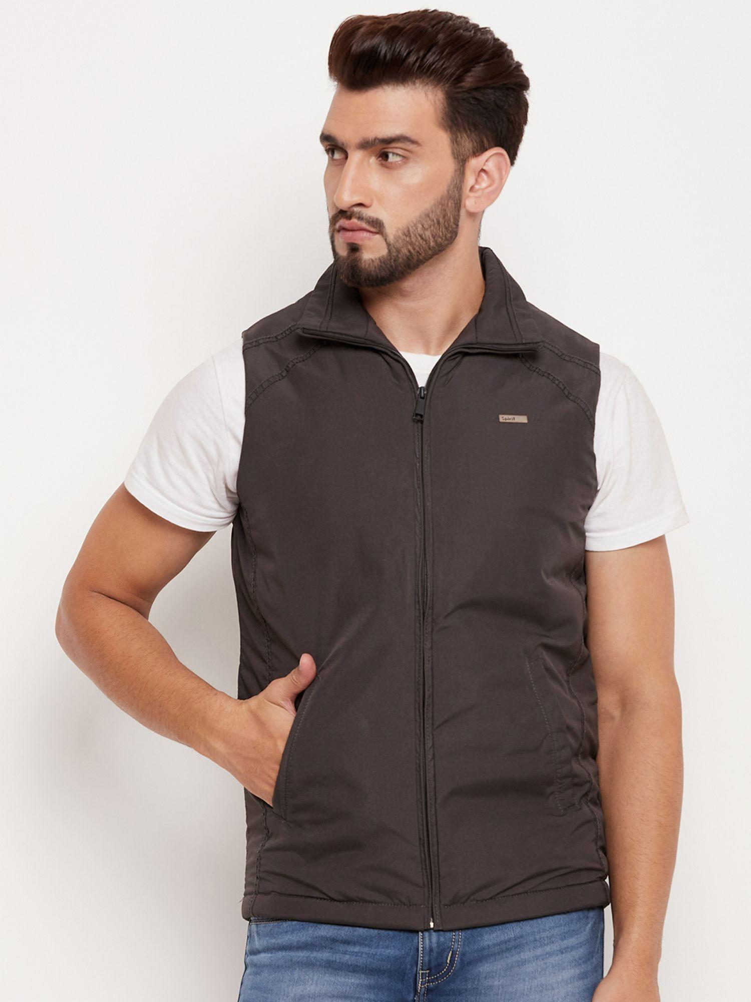 mens coffee solid jacket