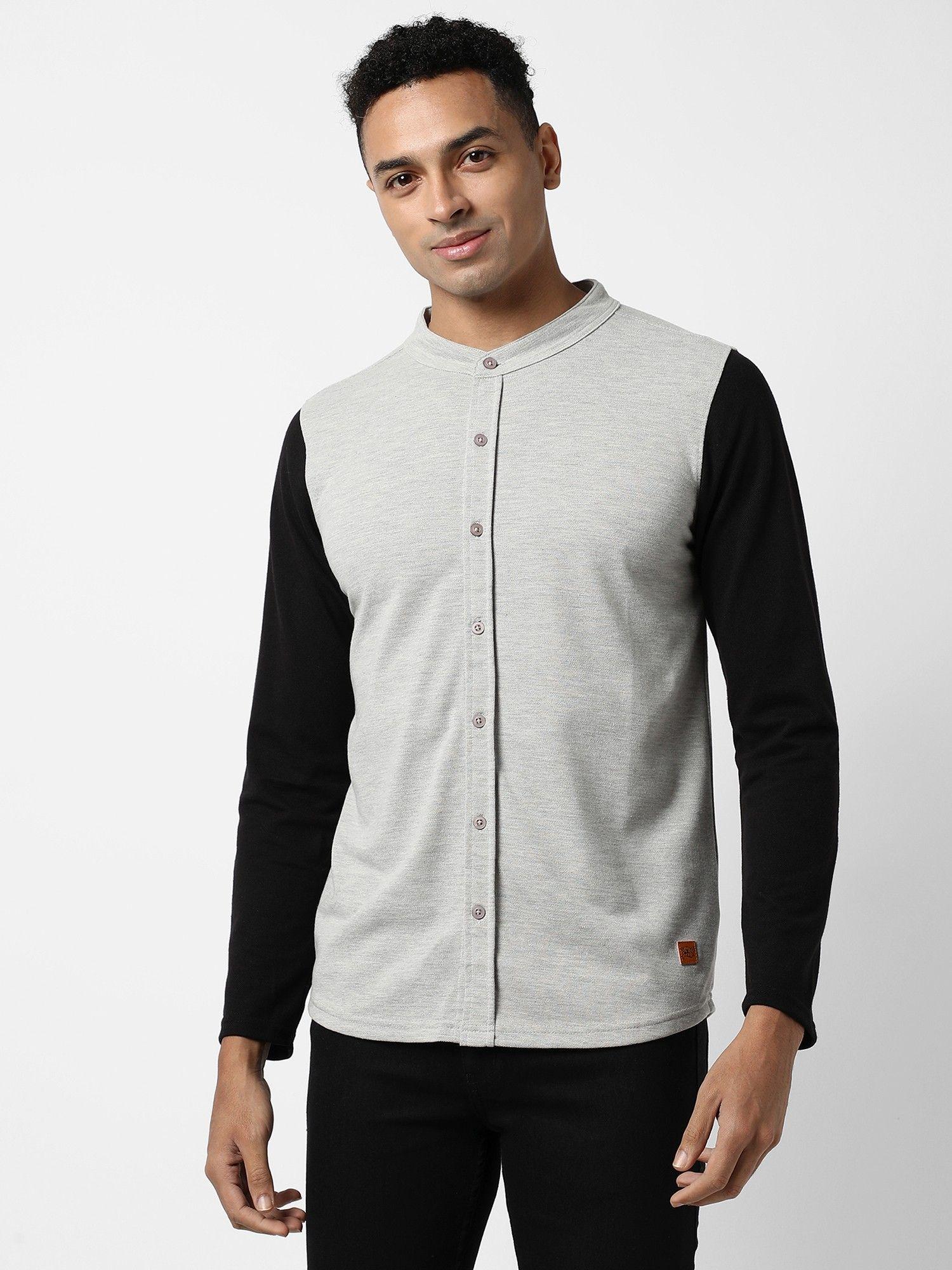 mens colorblock casual shirt