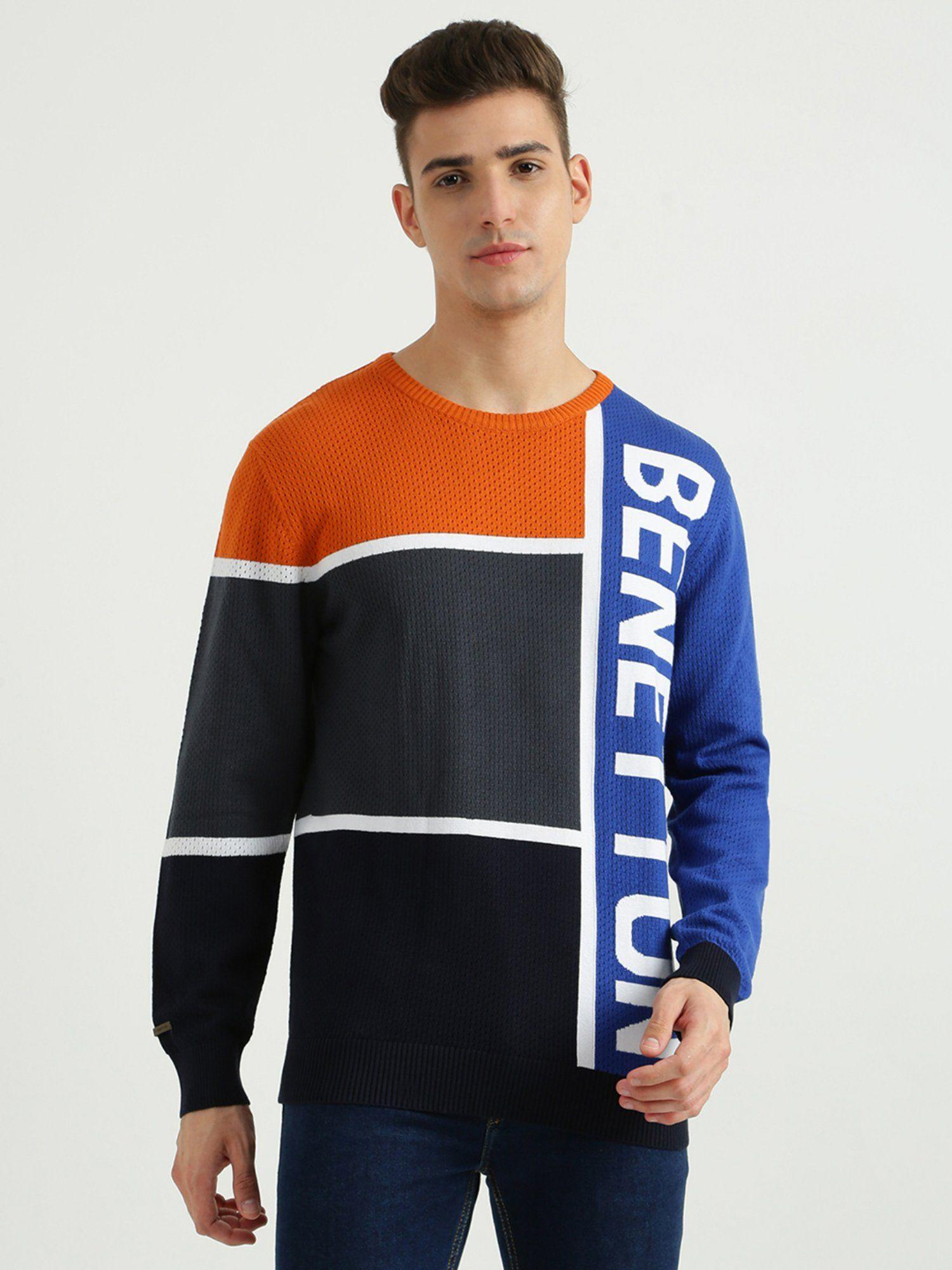 mens colourblocked sweater-multi