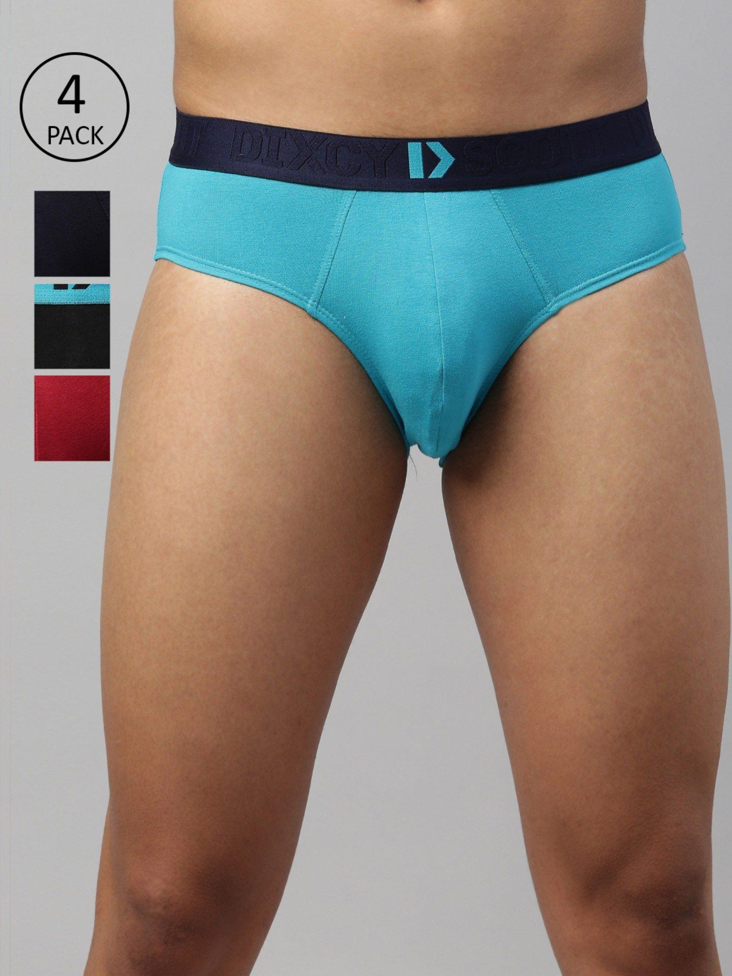 mens cotton spandex with anti microbial finish brief - multicolor (pack of 4)
