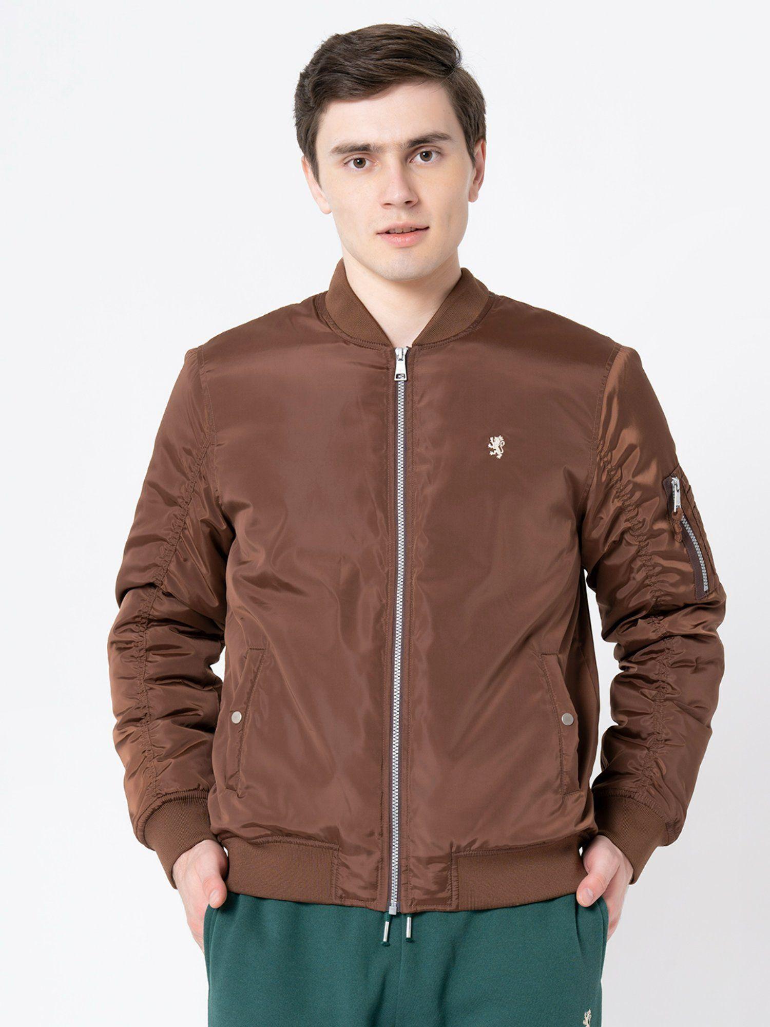 mens dark brown solid jacket