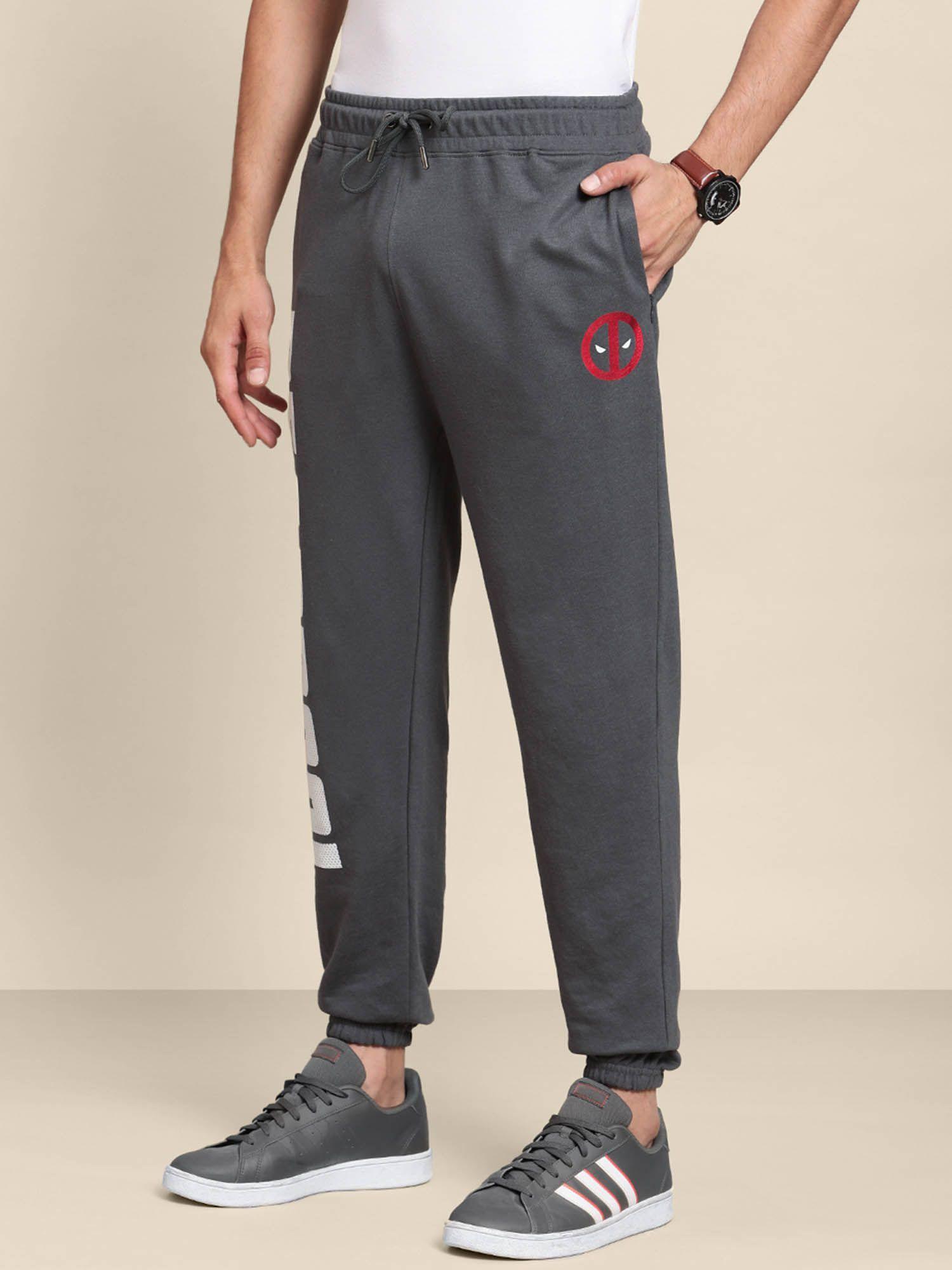 mens deadpool printed grey joggers