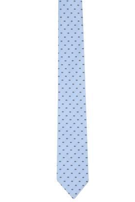 mens embroidered tie - mid blue