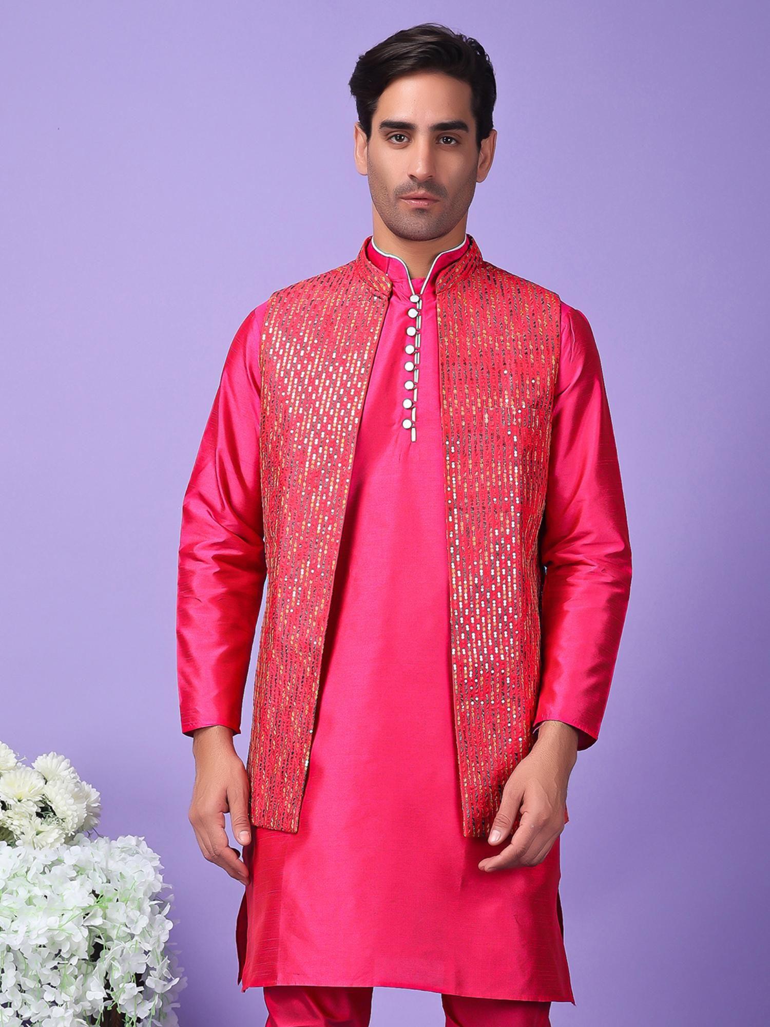 mens festivewear pink nehru