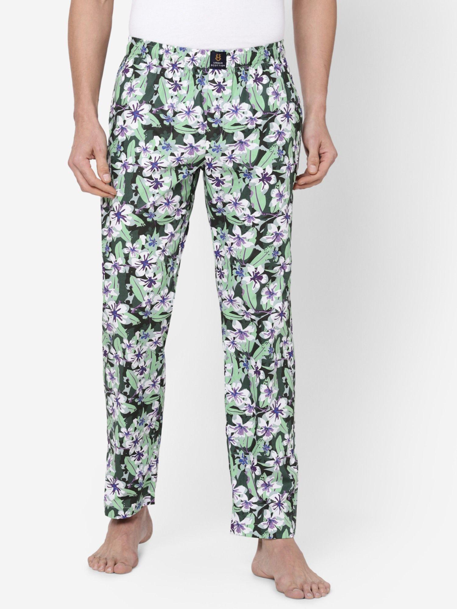 mens floral printed cotton pyjamas multi-color