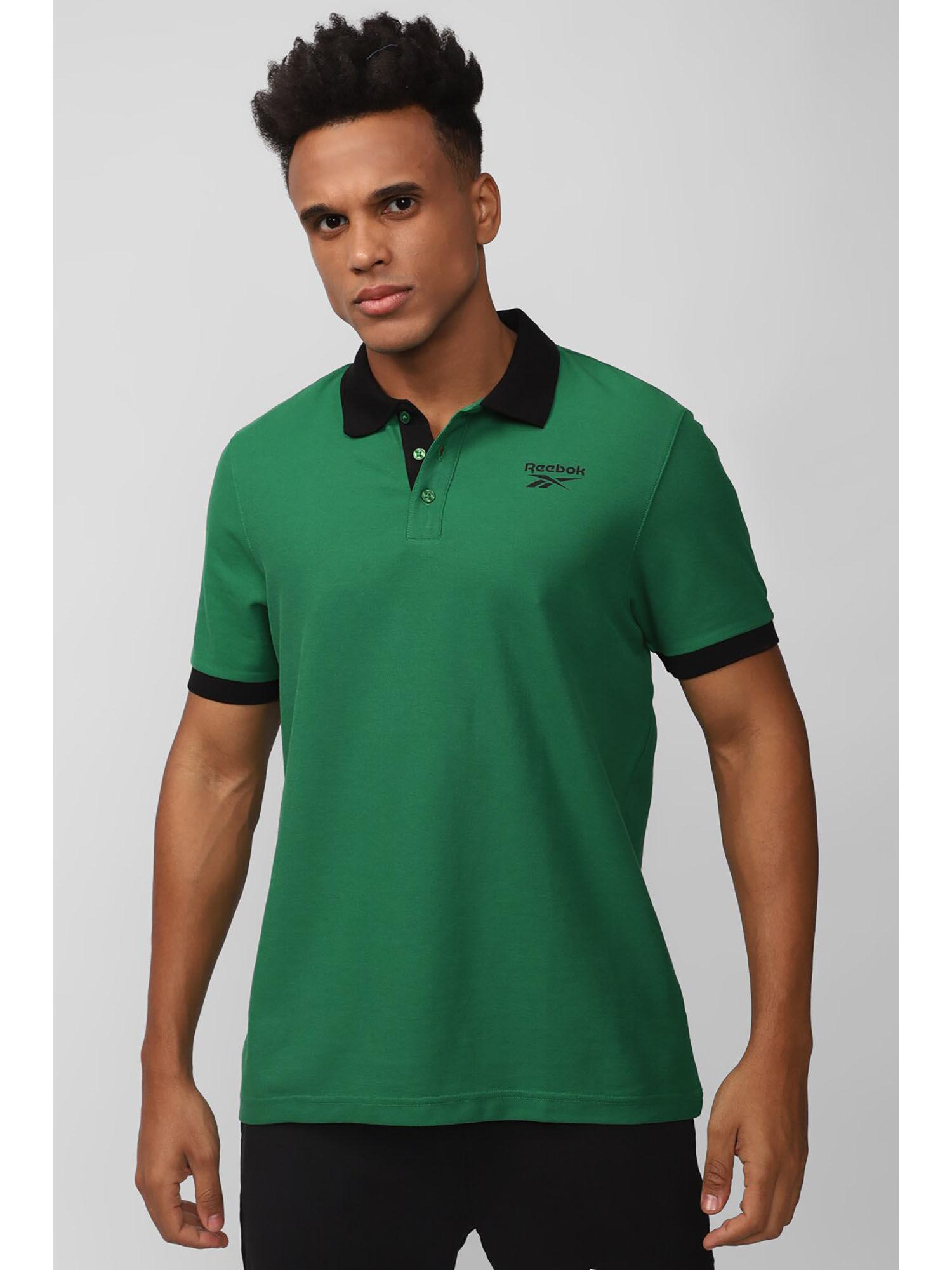 mens fnd neo cot green solid polo t-shirt