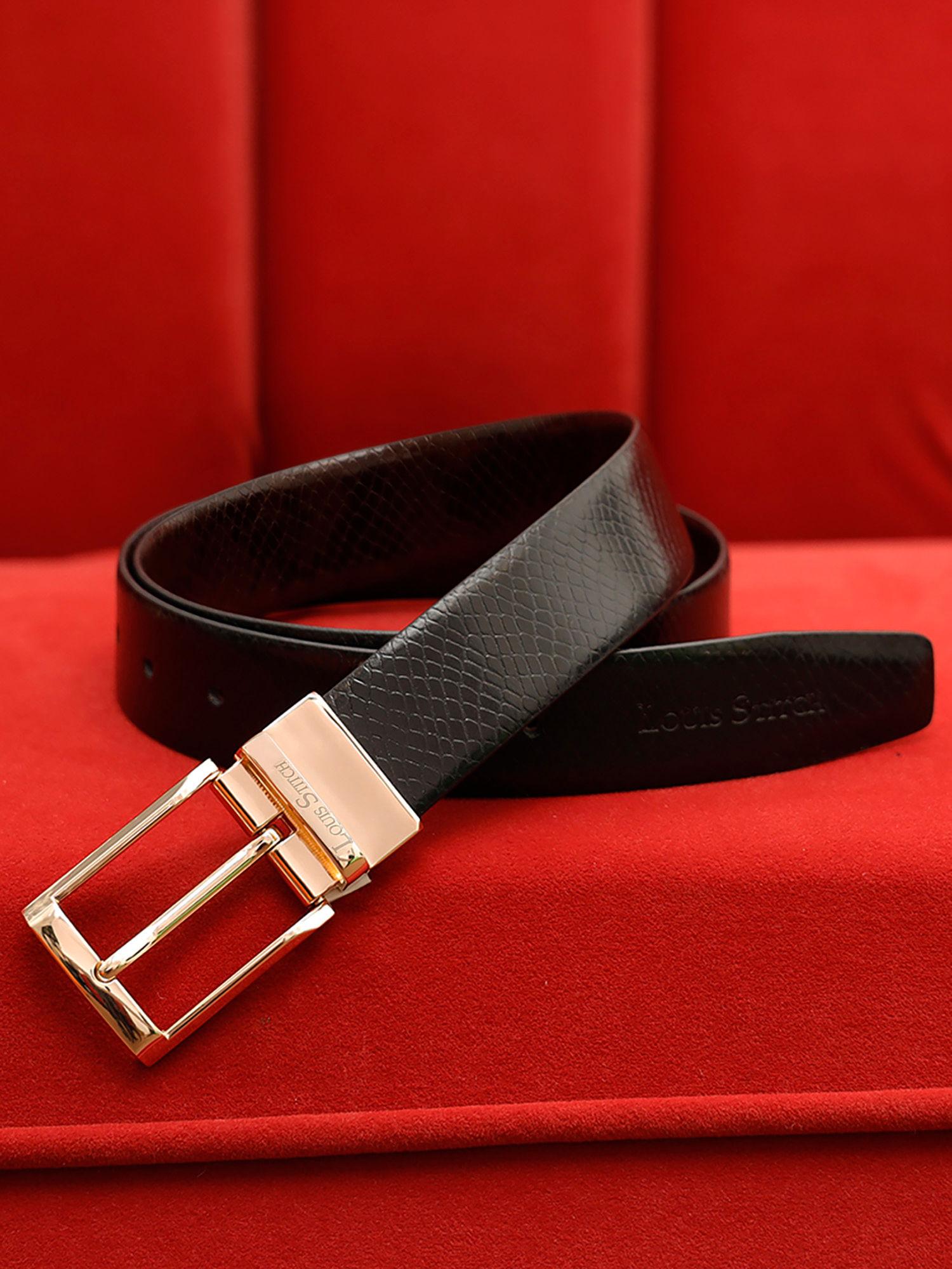 mens formal black and brown textured reversible belt