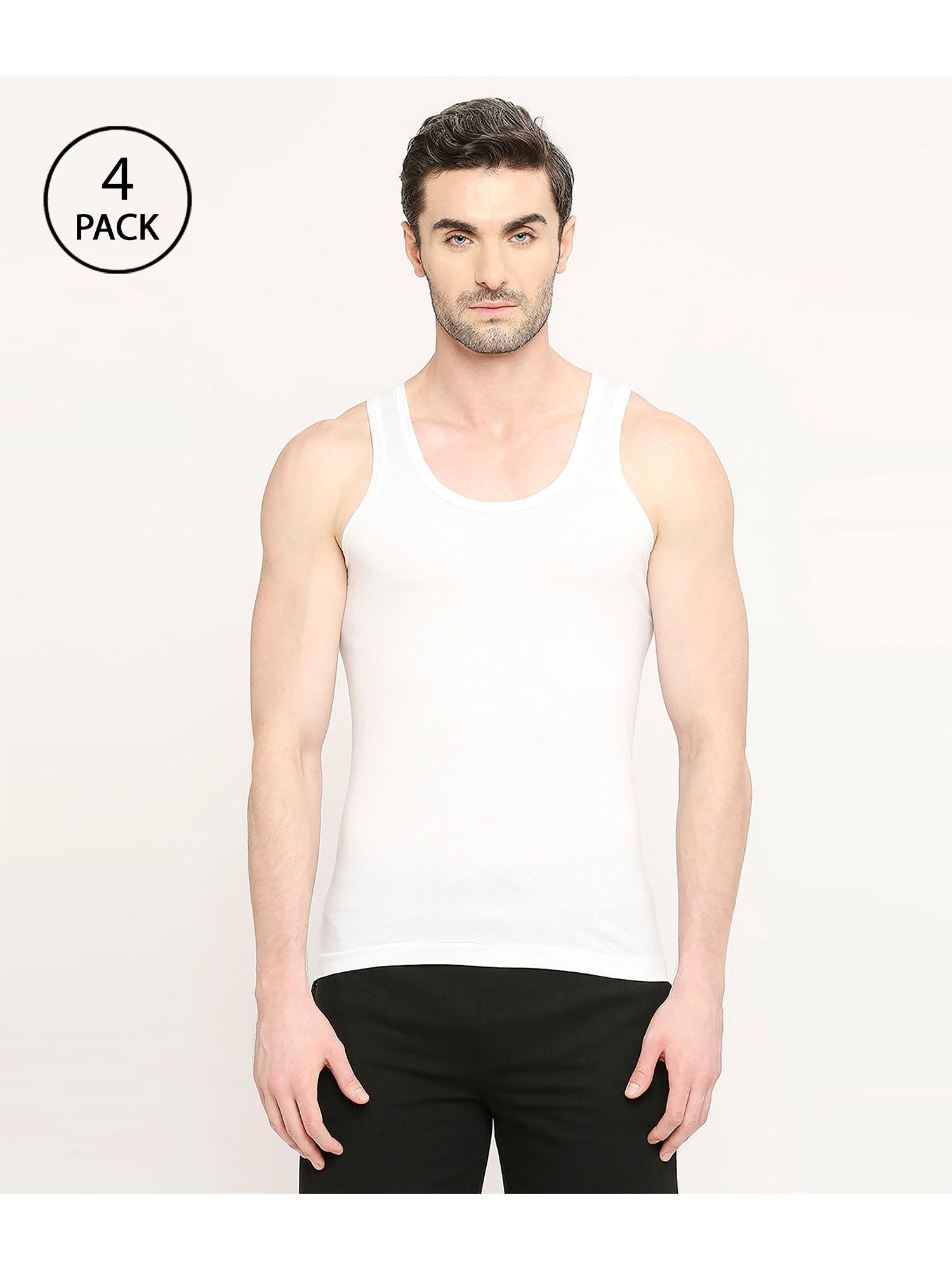 mens fresh sandalwood fragrant pure cotton vest (pack of 4)