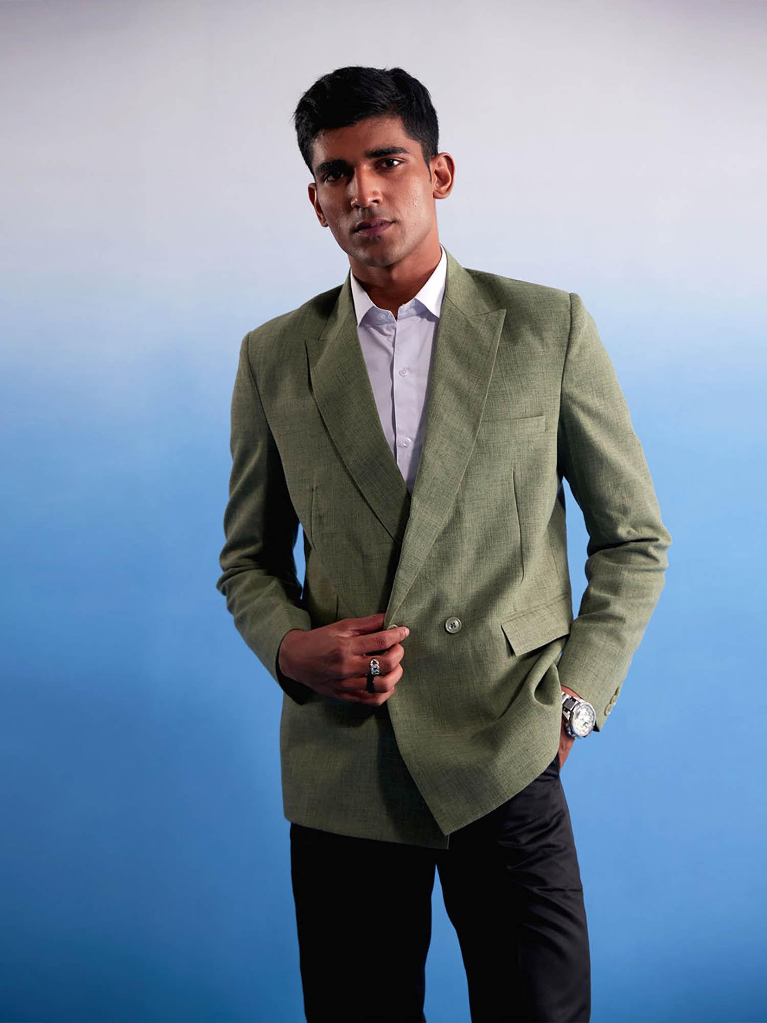 mens green cotton blazer