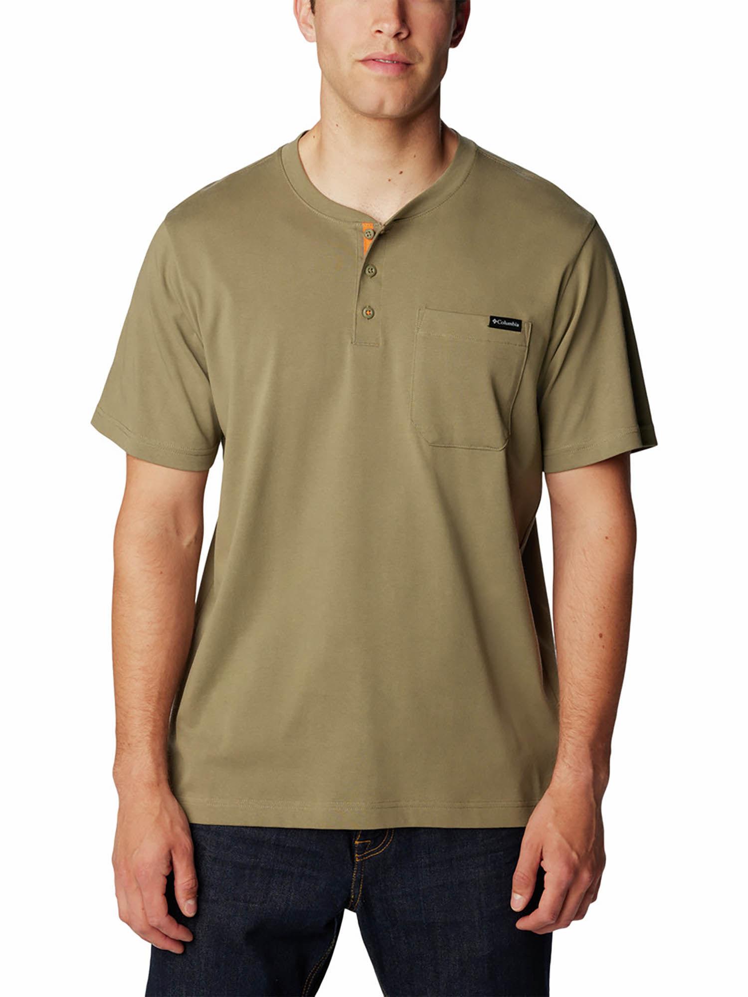 mens green land roamer short sleeve henley trekking hiking t-shirt