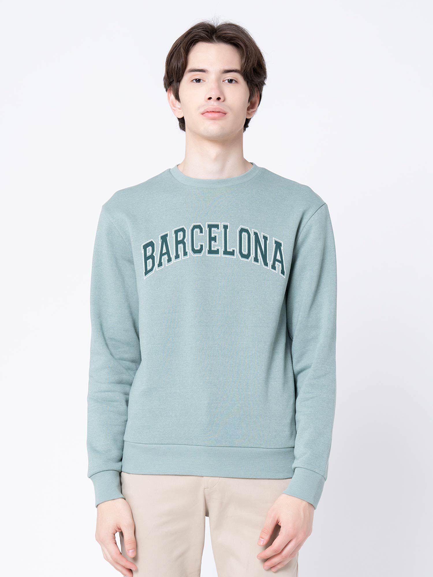 mens green melange printed sweatshirt