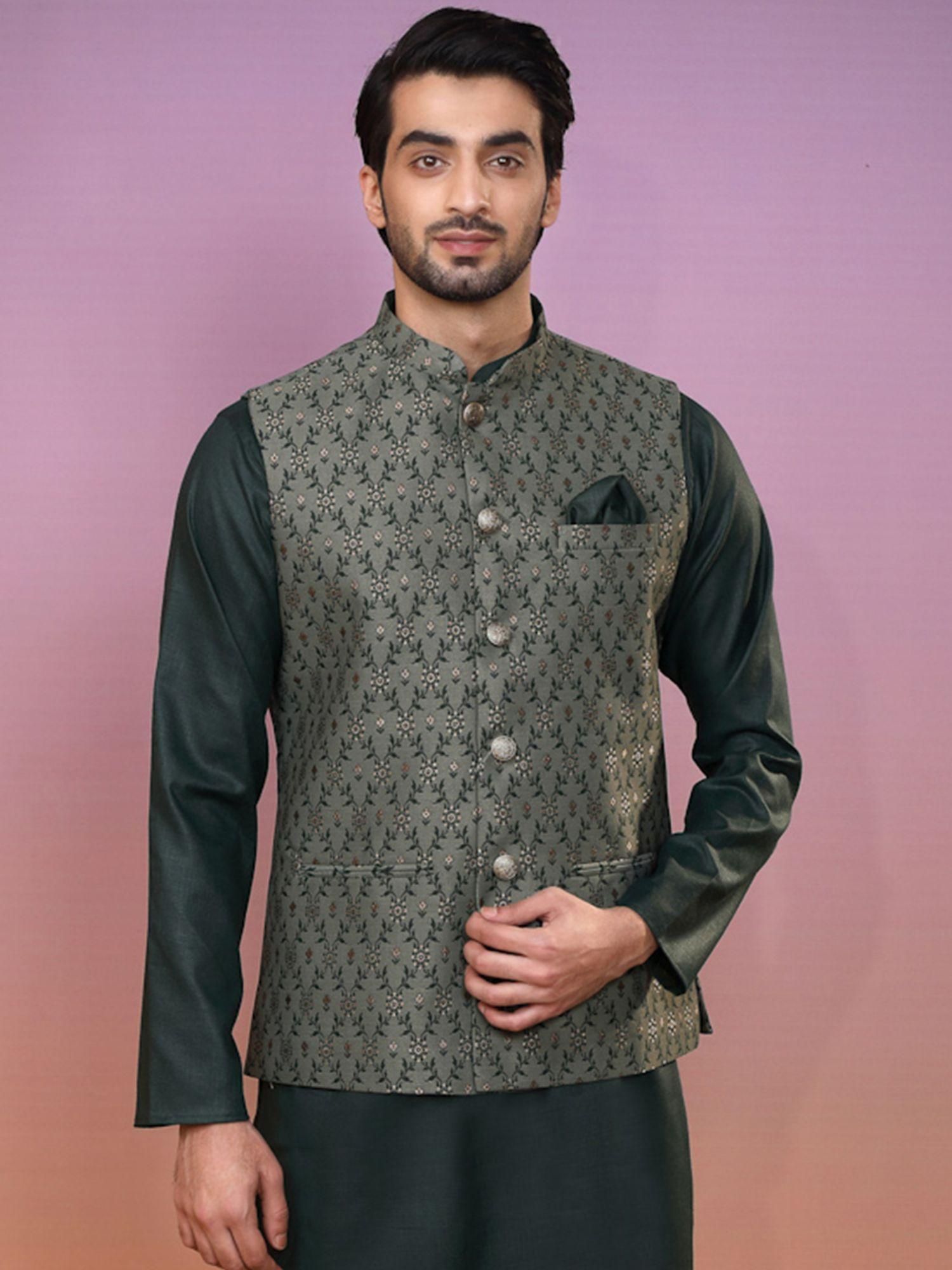 mens green nehru jacket