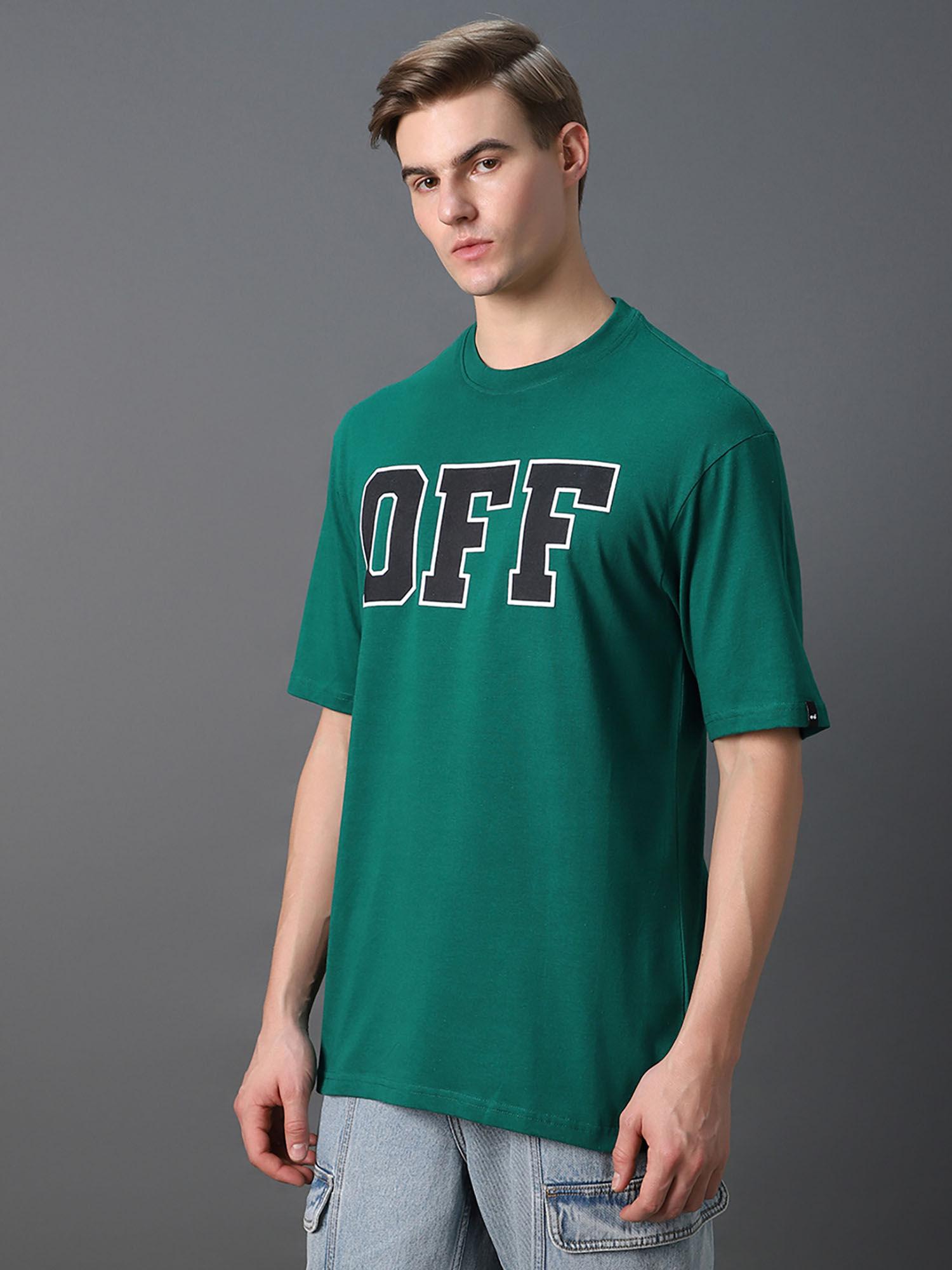 mens green off typography oversized t-shirt