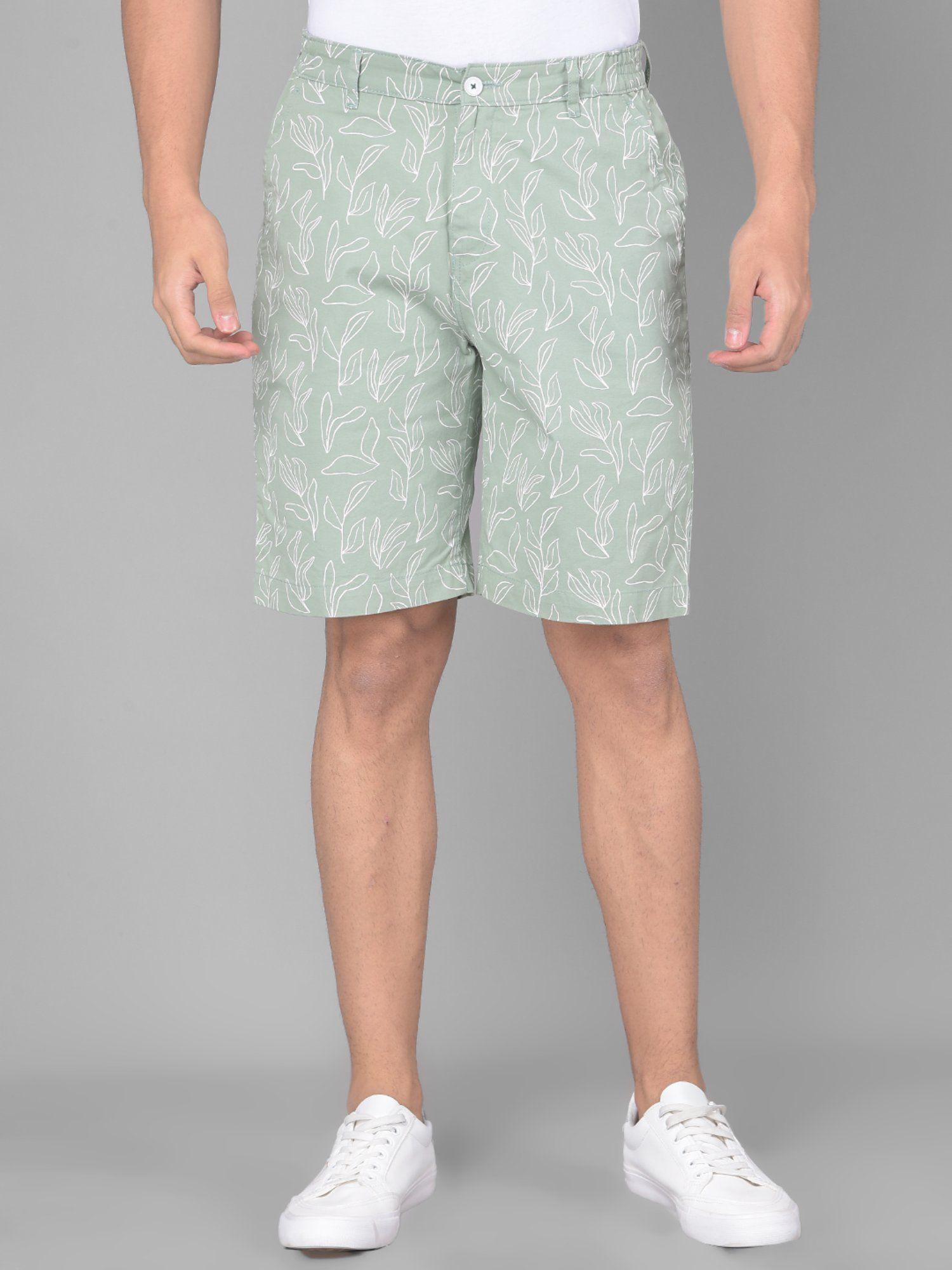 mens green printed shorts