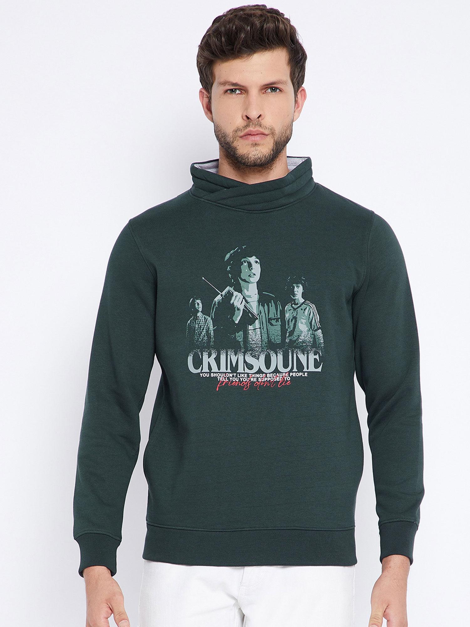 mens green printed sweatshirt