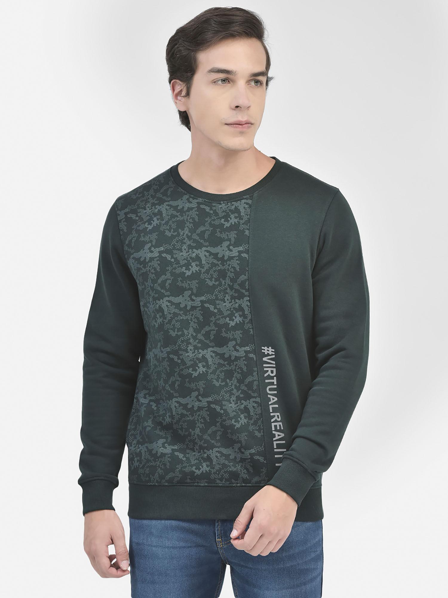 mens green printed sweatshirt