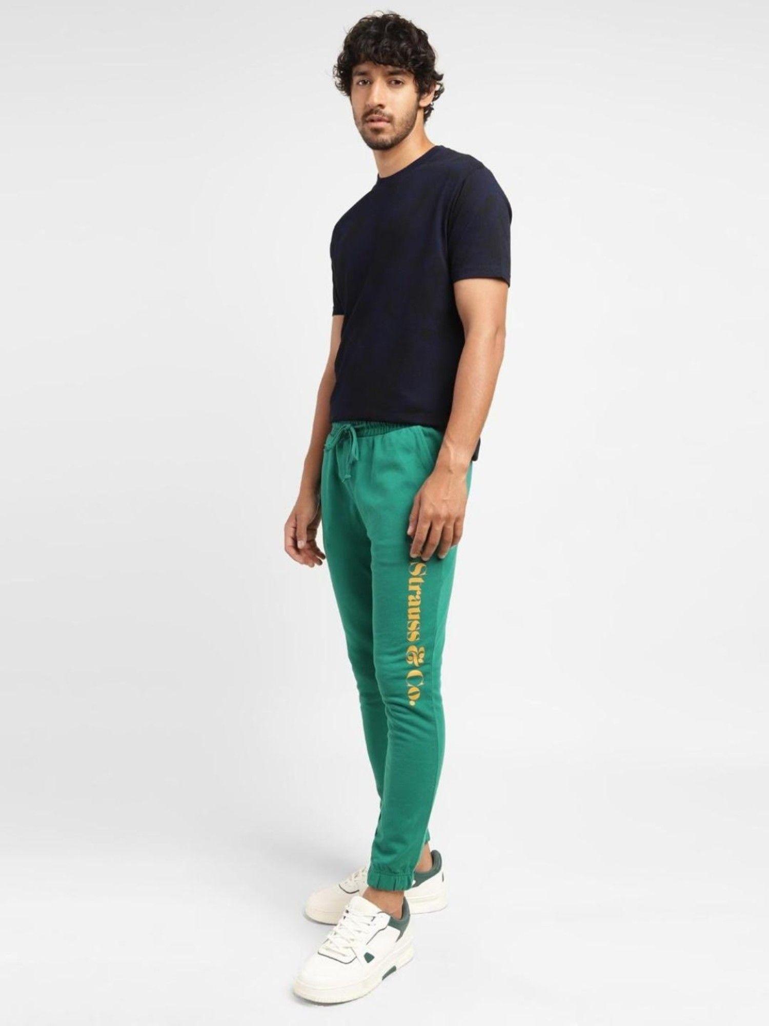 mens green regular joggers