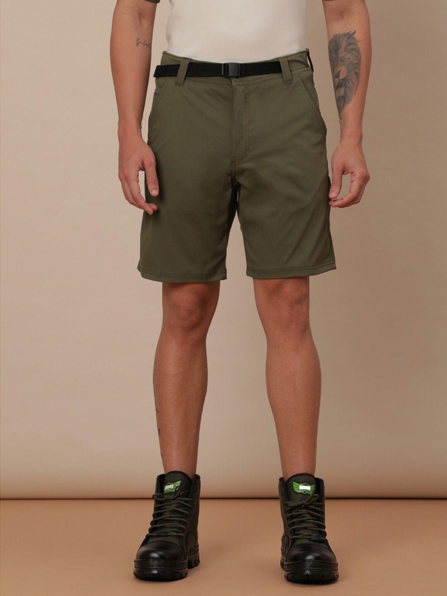 mens green shorts regular fit