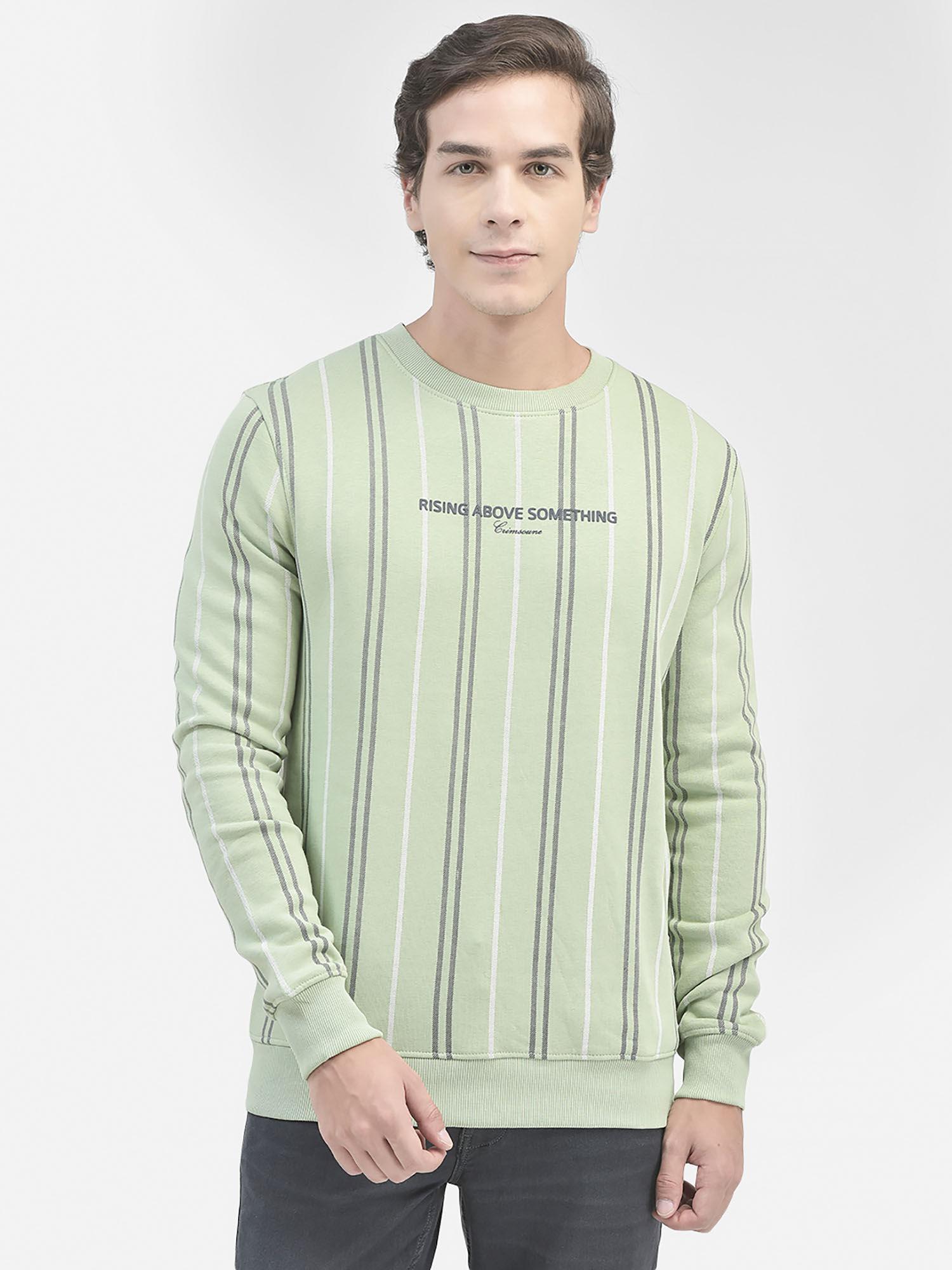 mens green striped sweatshirt