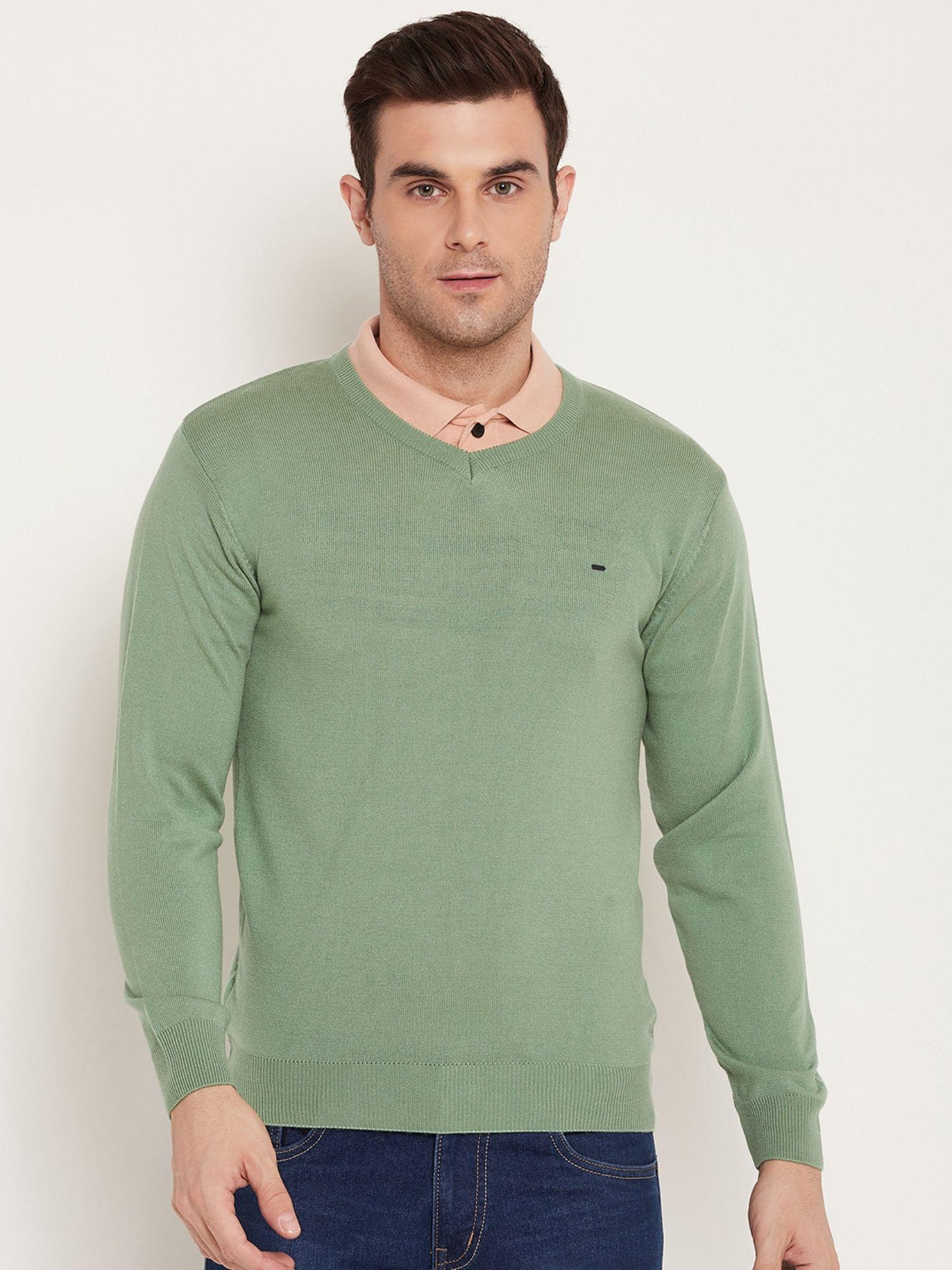 mens green v-neck sweaters
