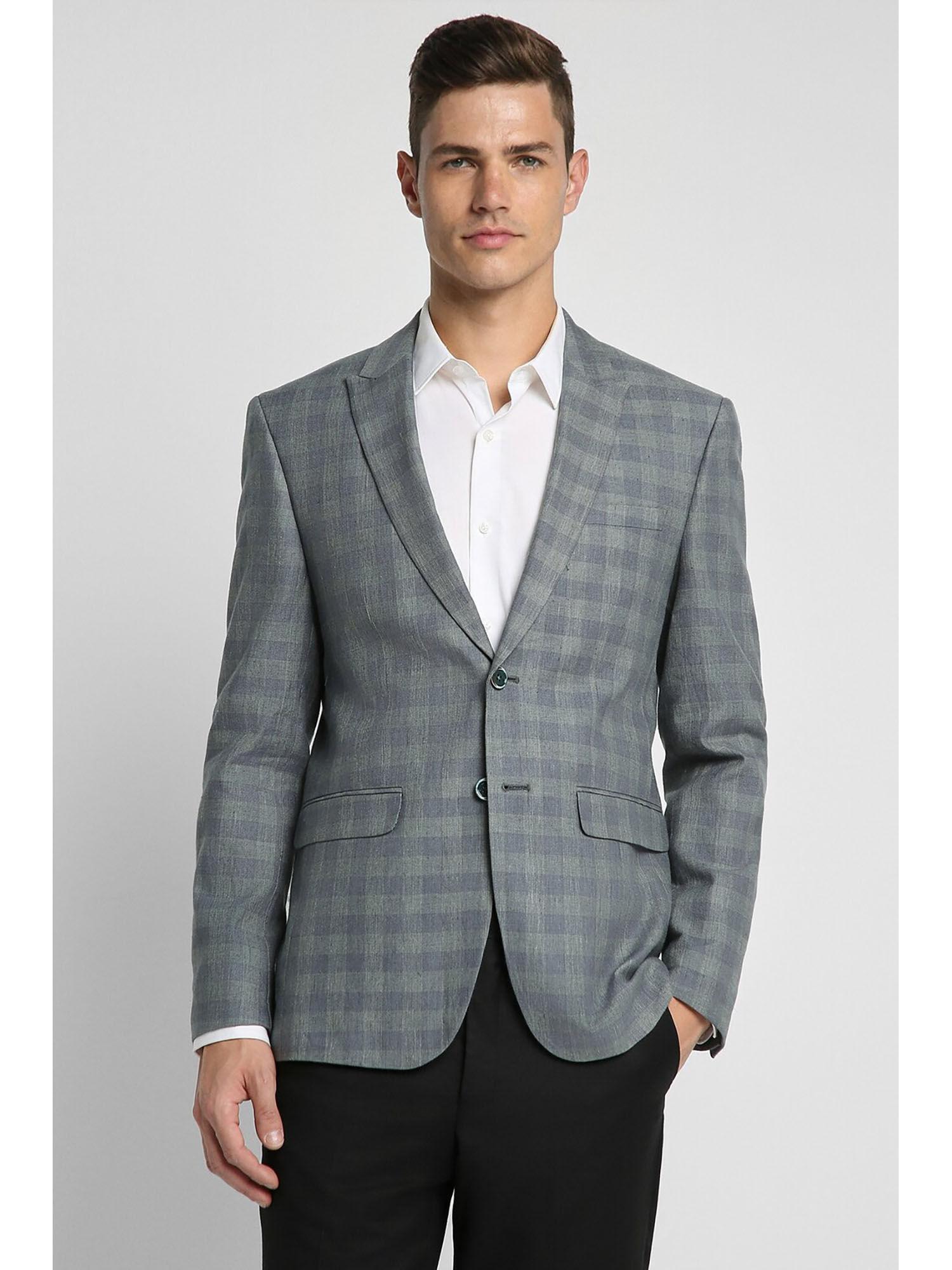 mens grey check slim fit formal blazer