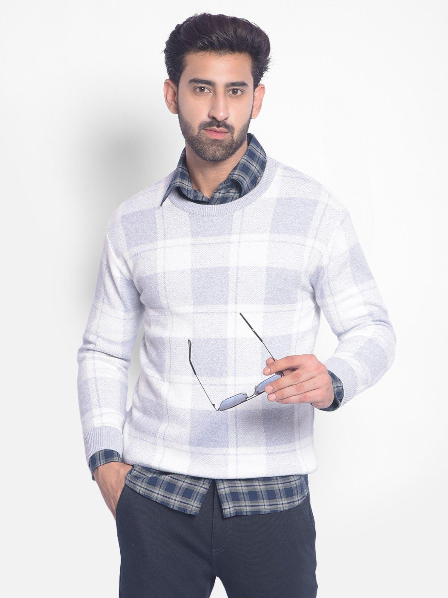 mens grey checked sweater
