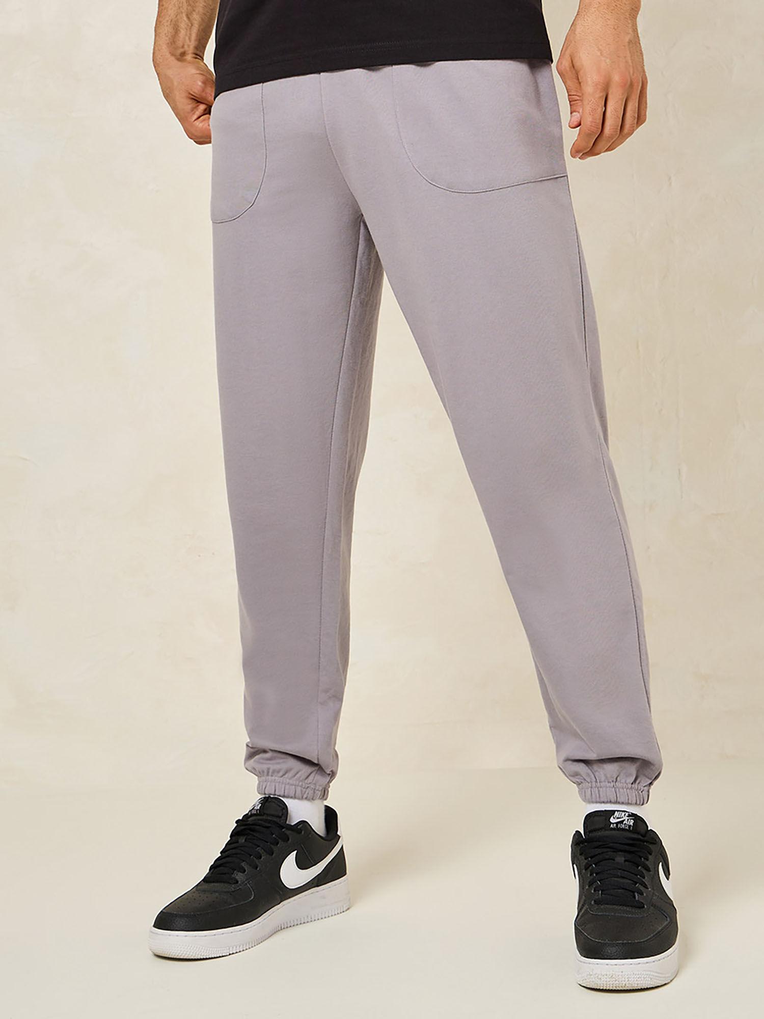 mens grey cotton blend oversized terry joggers