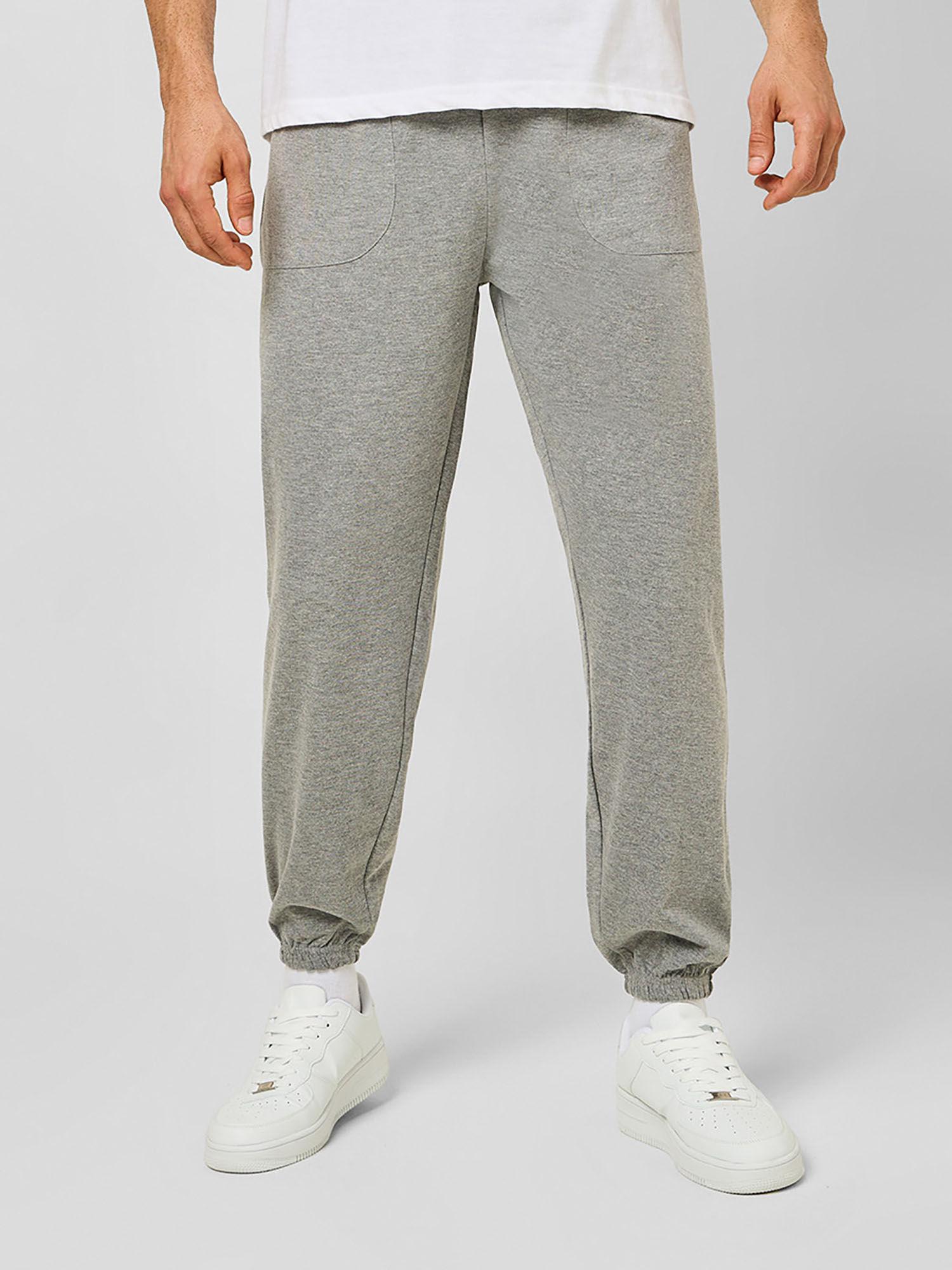 mens grey cotton blend oversized terry joggers