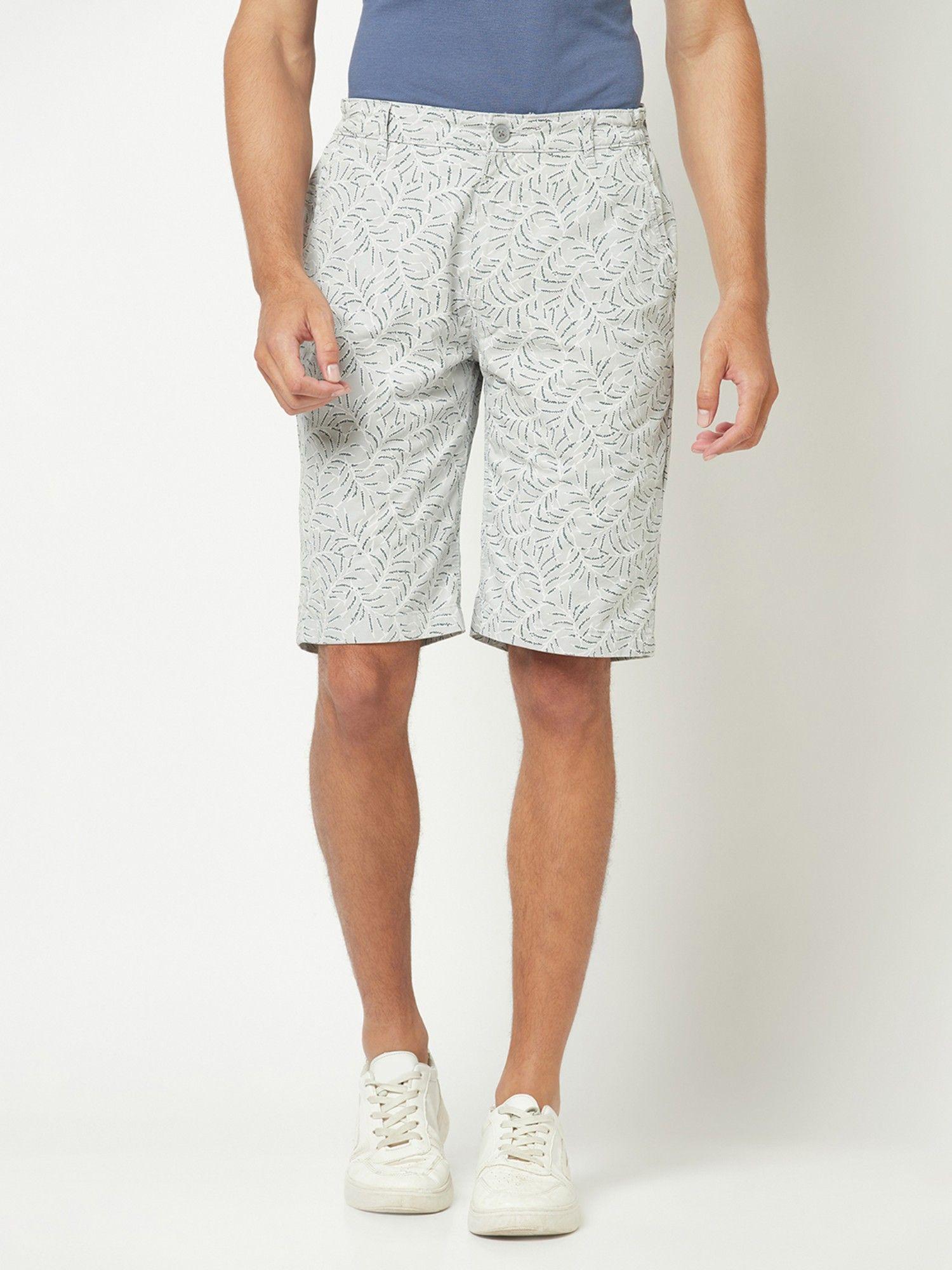 mens grey floral shorts