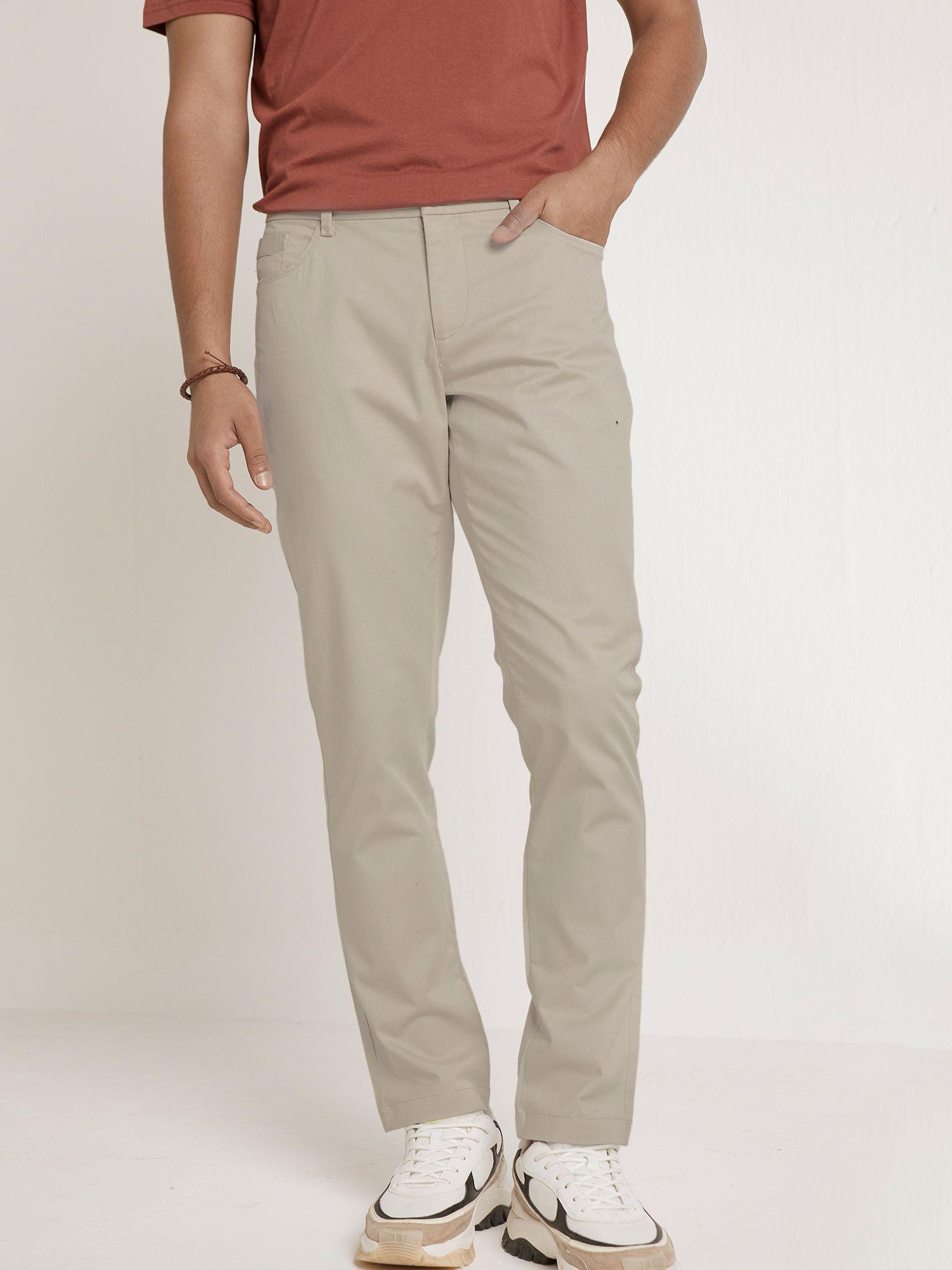 mens grey mid waist regular fit chinos