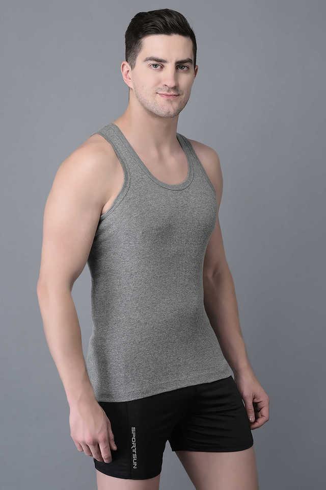 mens grey pack of 7 cotton vest