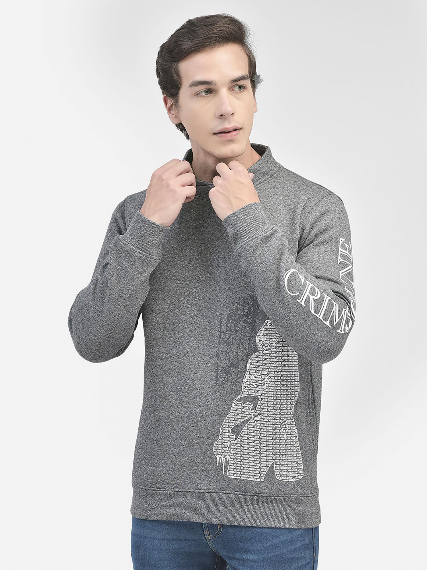 mens grey printed sweatshirt