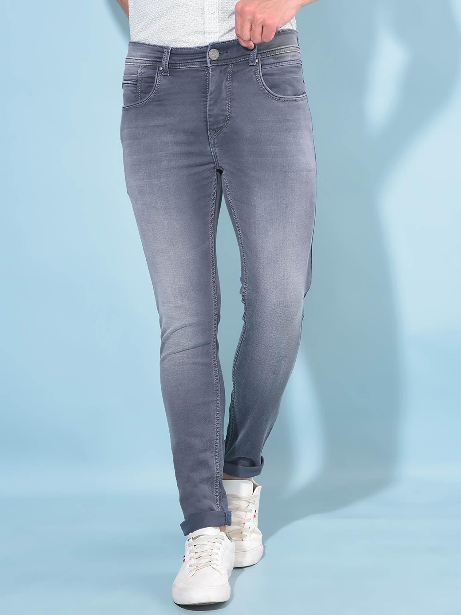 mens grey skinny cotton jeans