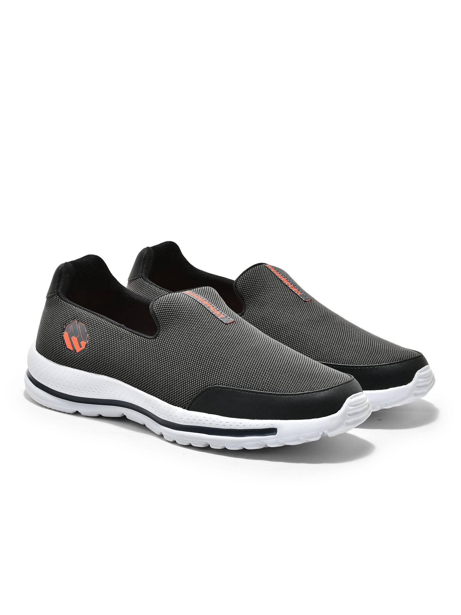 mens grey slip on textured sports shoes