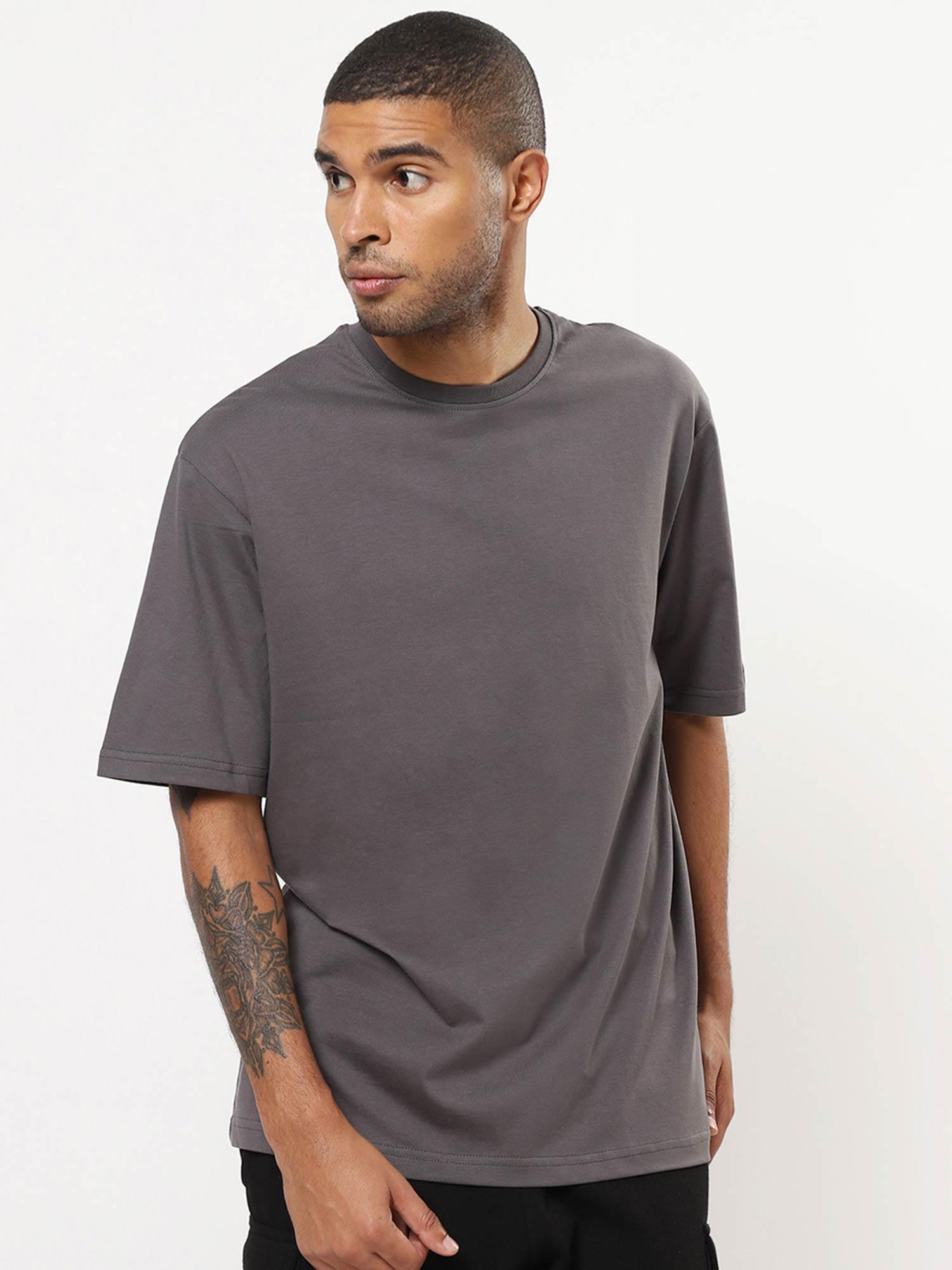 mens grey solid/plain oversized t-shirt