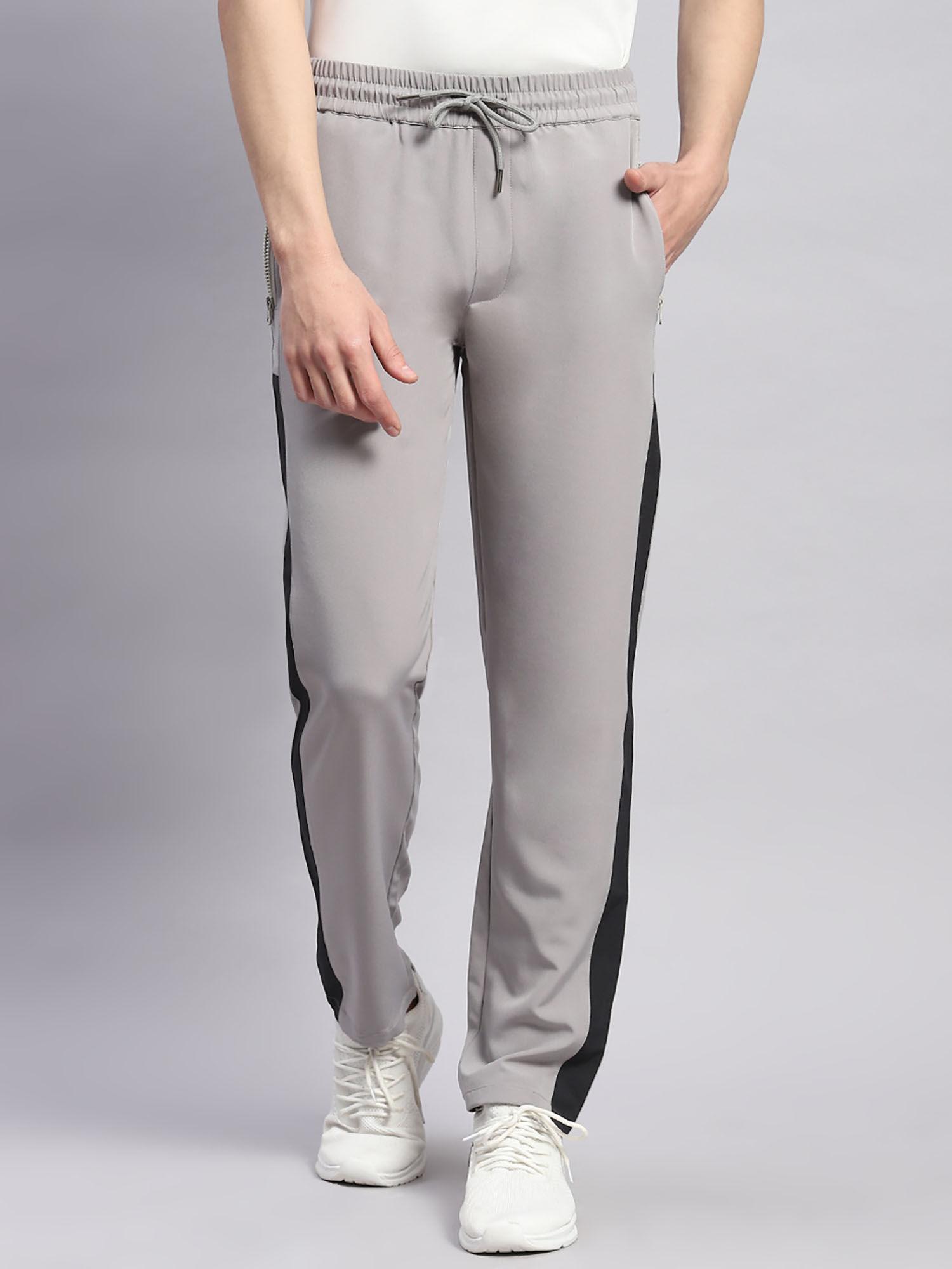 mens grey solid polyester blend trackpant