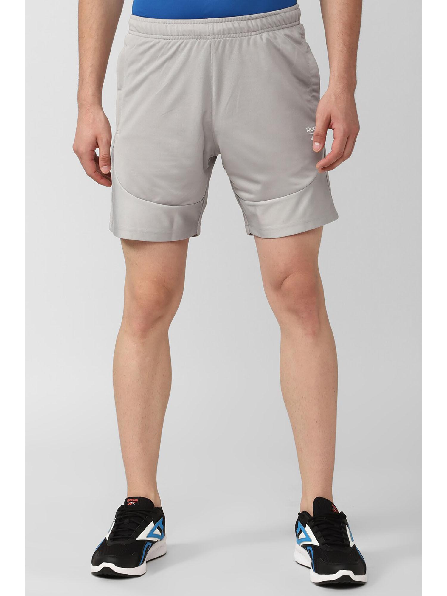 mens grey training solid shorts