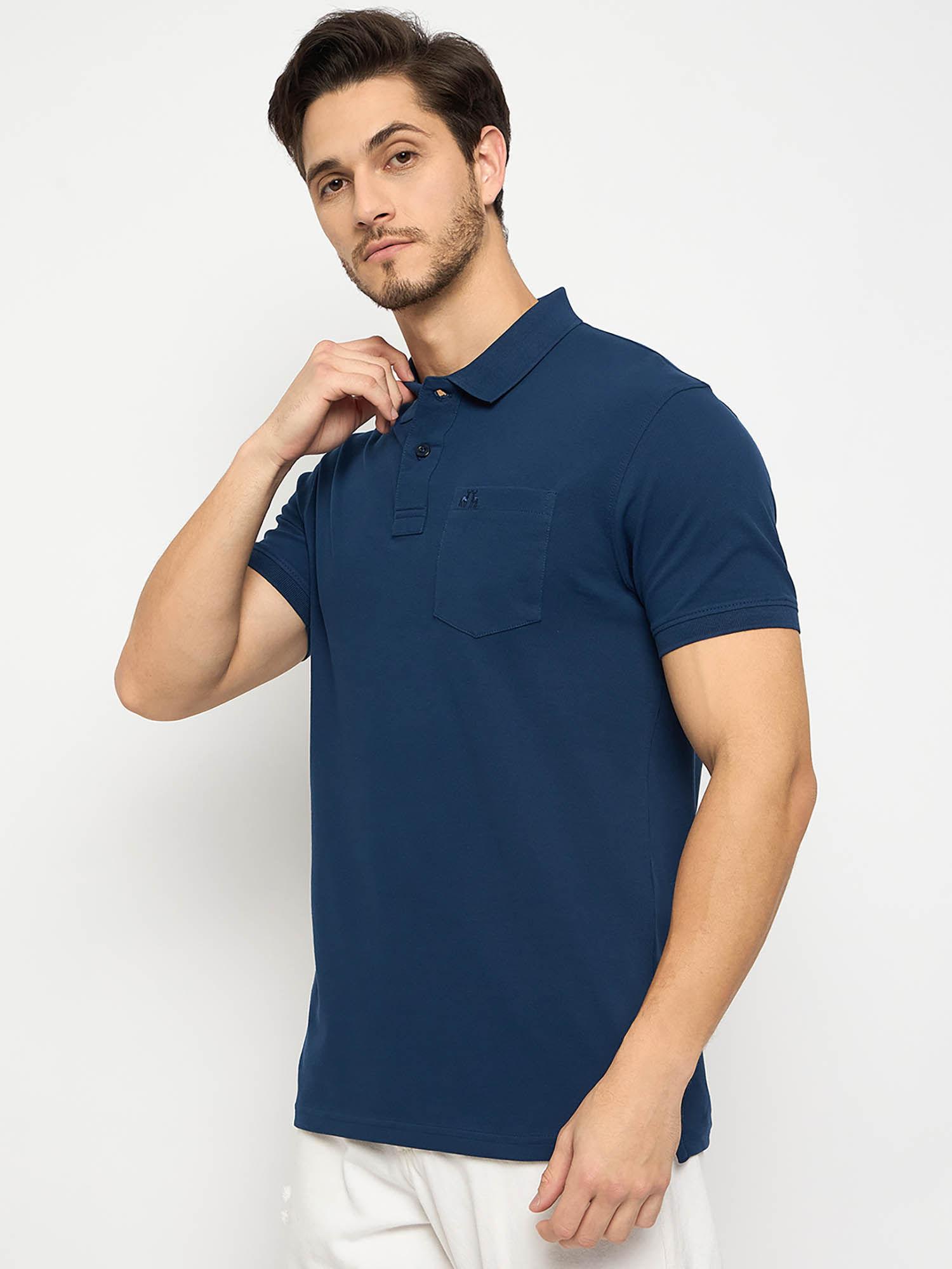mens half sleeves blue polo t-shirt
