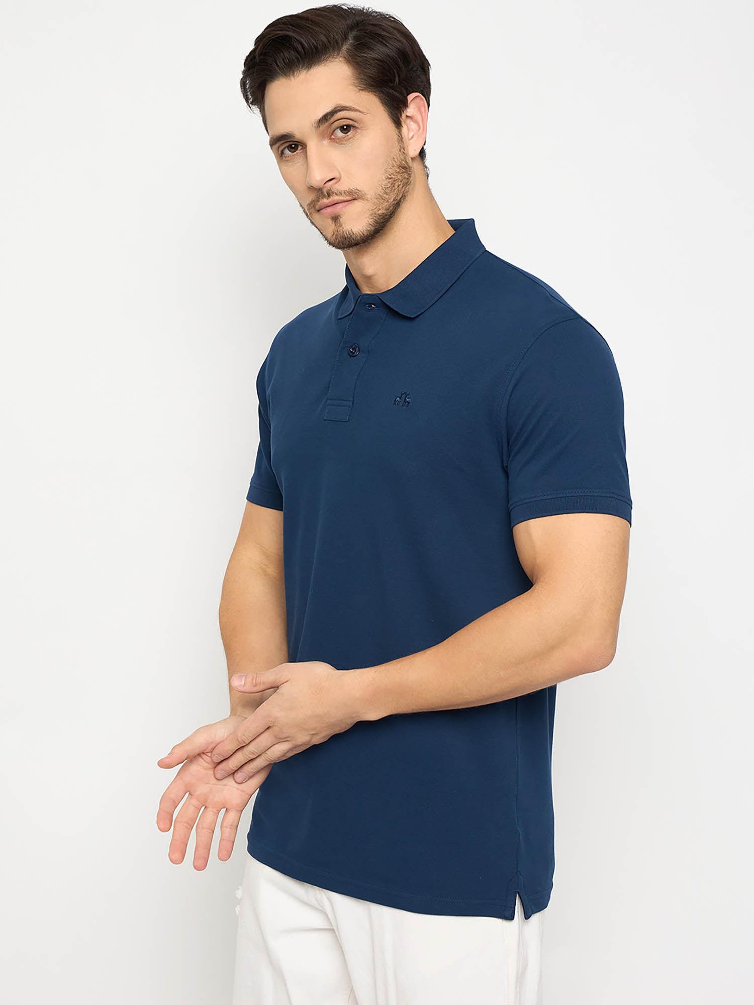 mens half sleeves blue polo t-shirt