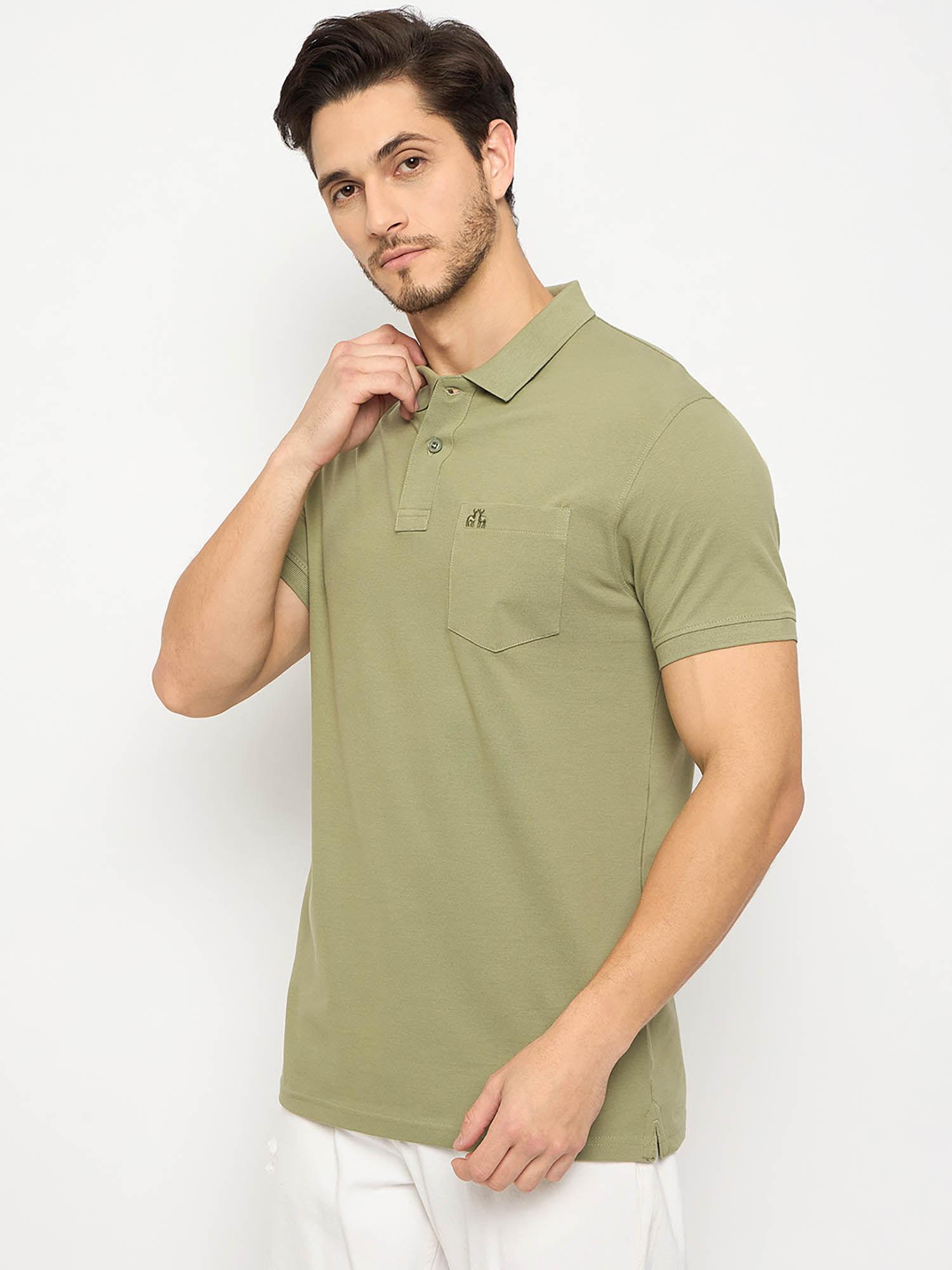 mens half sleeves green polo t-shirt