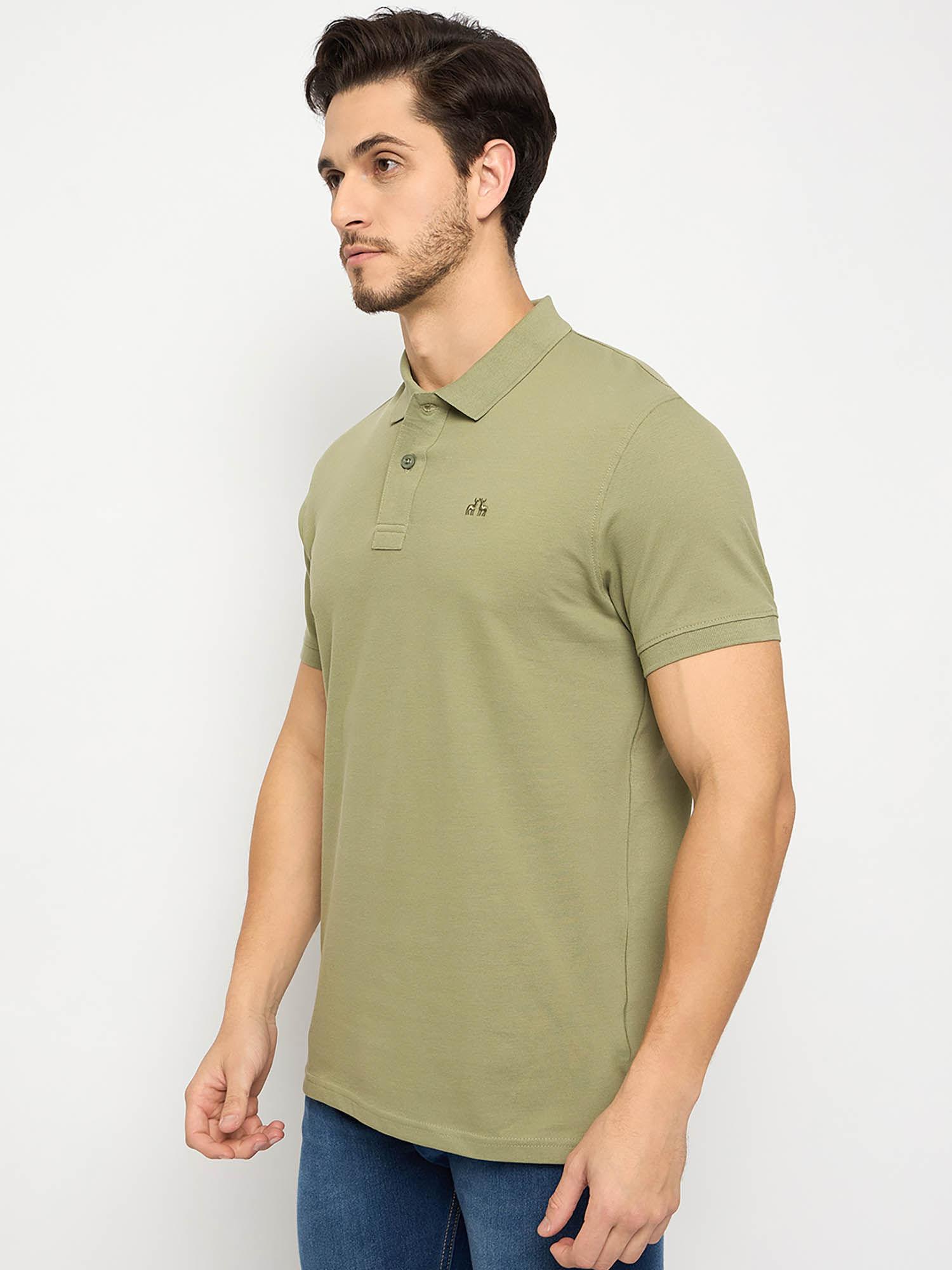 mens half sleeves green polo t-shirt