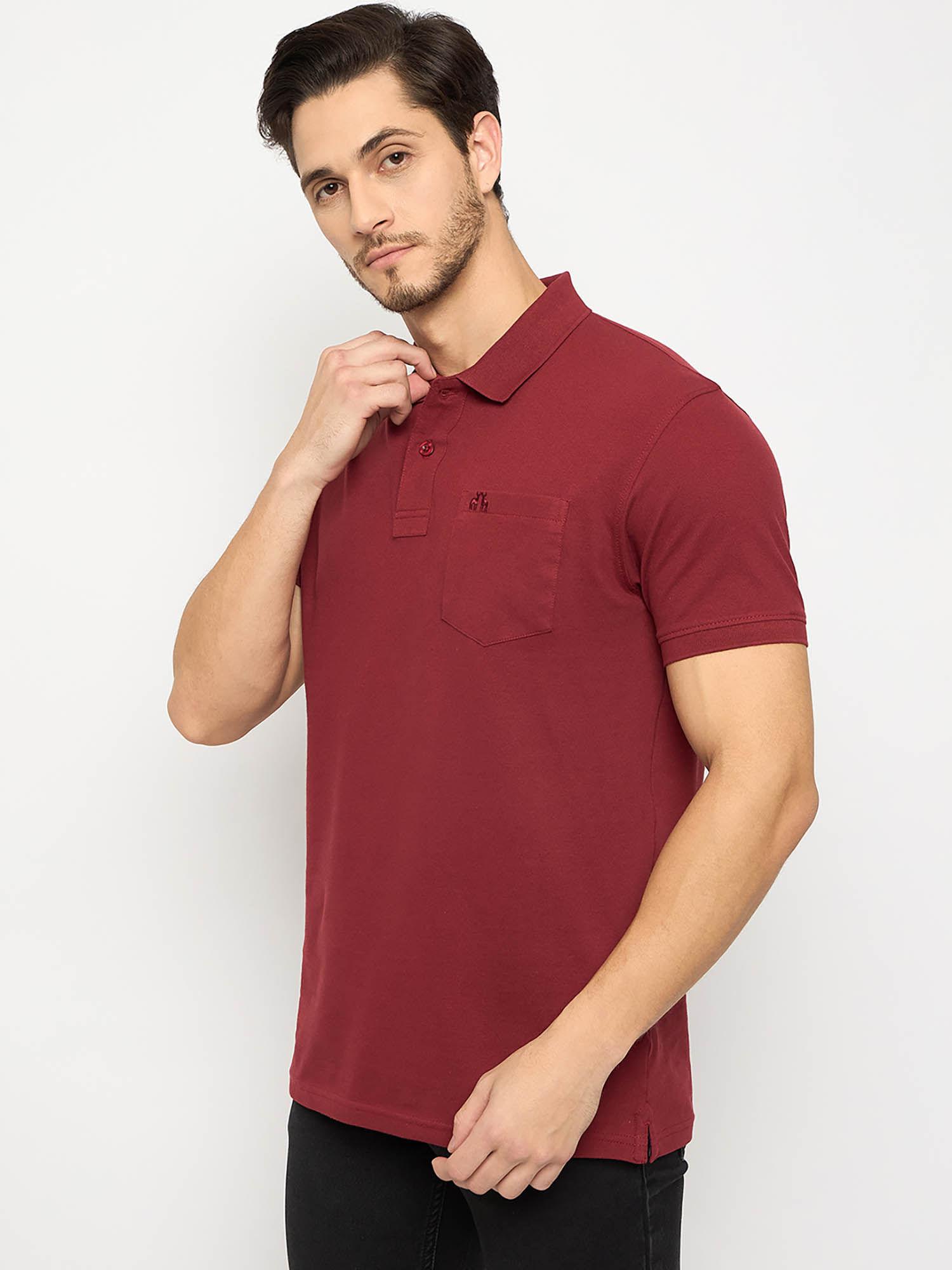 mens half sleeves maroon polo t-shirt