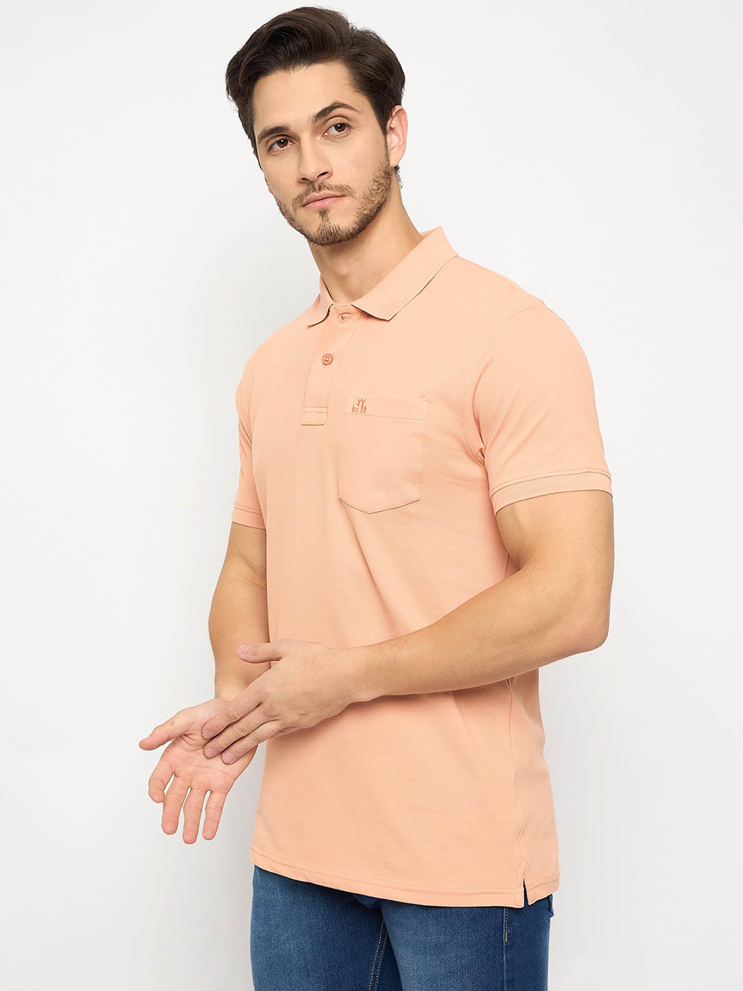 mens half sleeves pink polo t-shirt