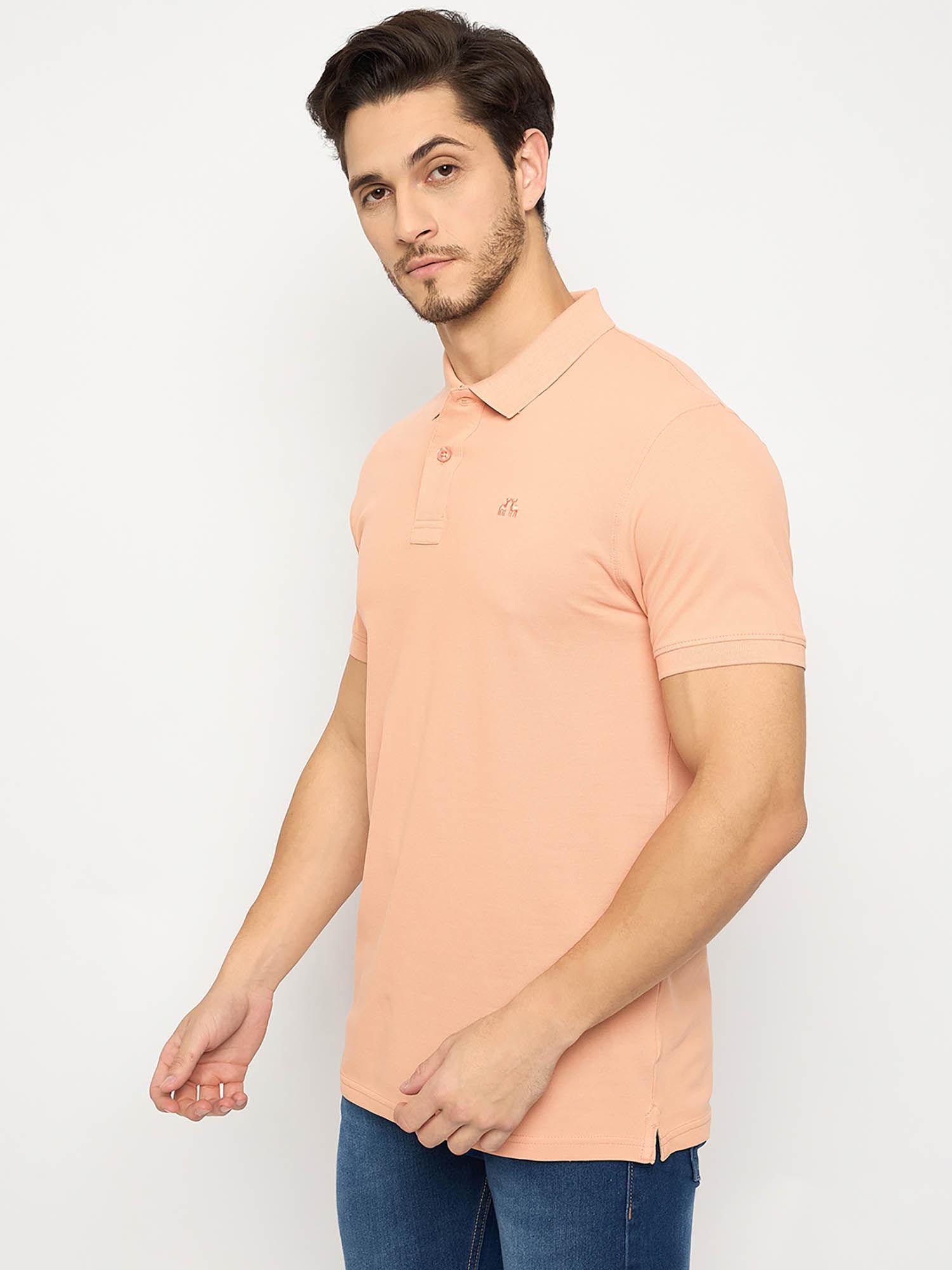 mens half sleeves pink polo t-shirt