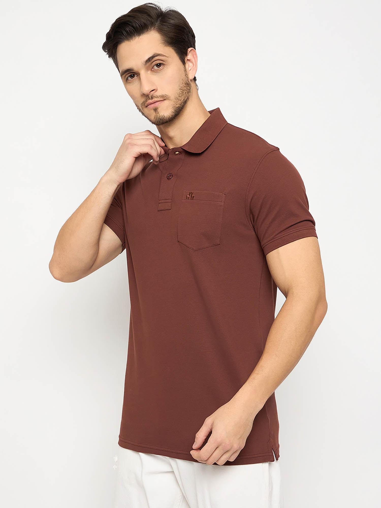 mens half sleeves rust polo t-shirt