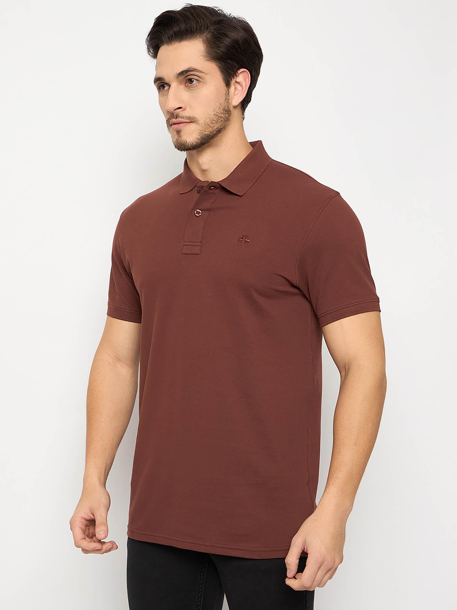 mens half sleeves rust polo t-shirt