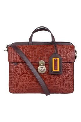 mens horizontal leather briefcase - tan