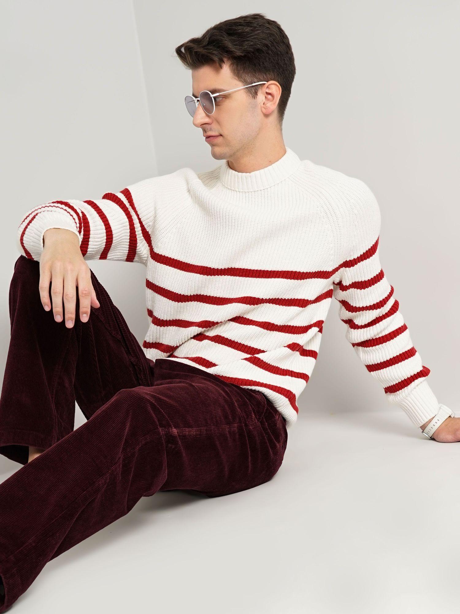 mens horizontal-stripes sweater