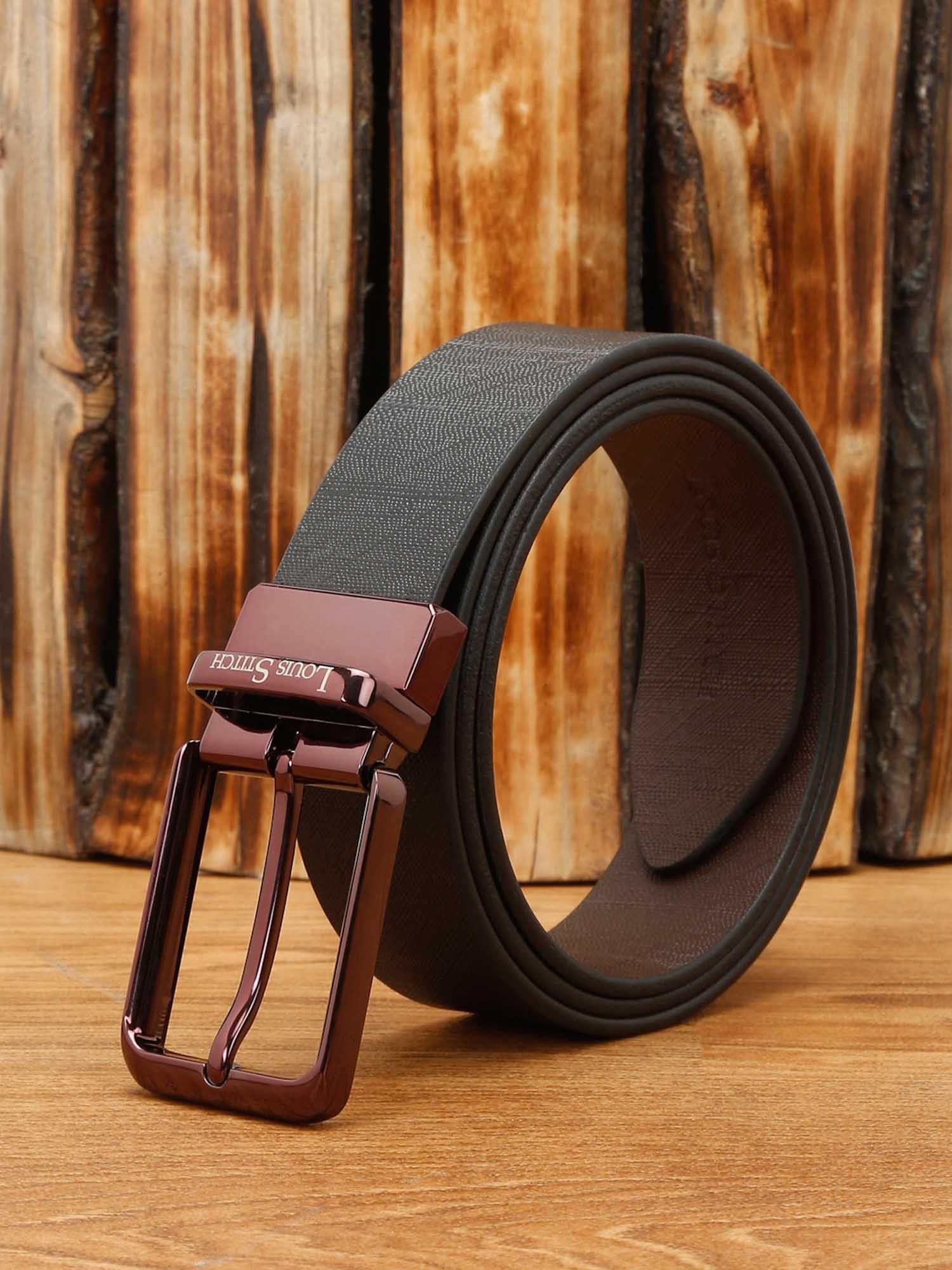 mens italian leather reversible belt with rosewood buckle
